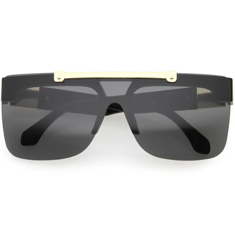 Hype Flip Up Metal Accent Oversize Shield Sunglasses D193 sold by ZeroUV