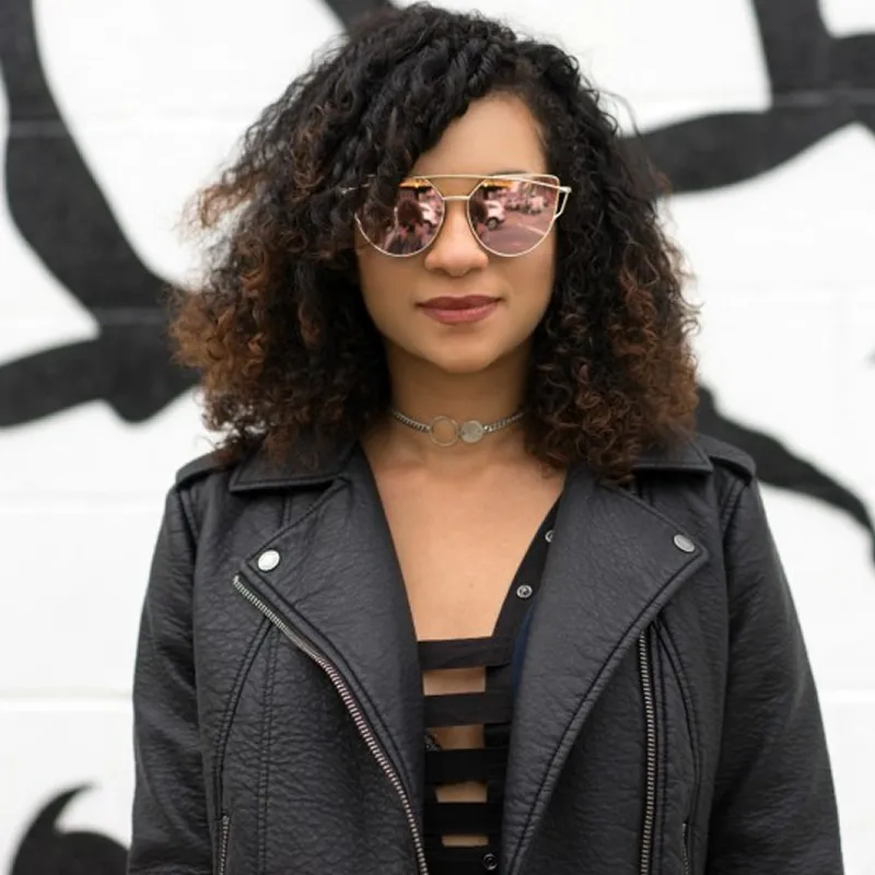 Oversize Thin Cross Brow Mirrored Flat Lens Sunglasses sold by ZeroUV product image thumbnail 3