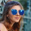 Oversize Thin Cross Brow Mirrored Flat Lens Sunglasses sold by ZeroUV