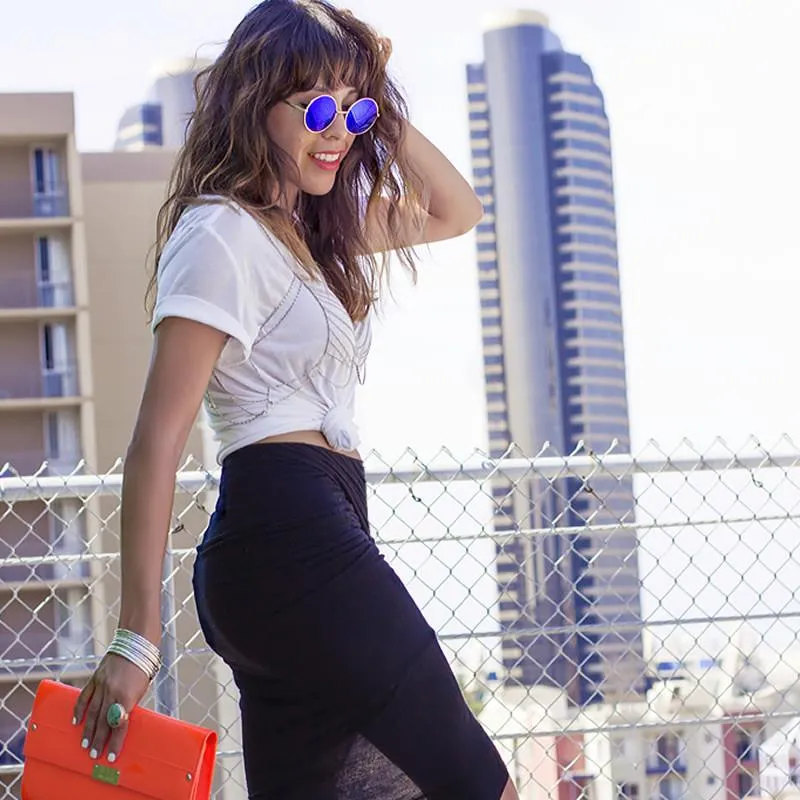 Retro Flash Color Mirror Lens Round Metal Sunglasses sold by ZeroUV product image thumbnail 4