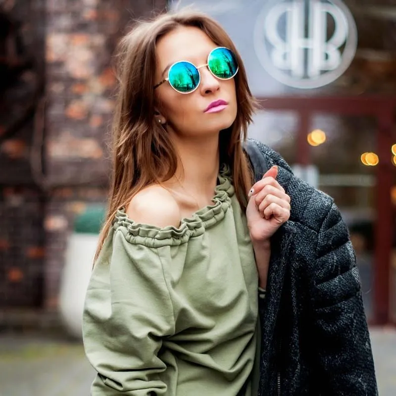 Retro Flash Color Mirror Lens Round Metal Sunglasses sold by ZeroUV product image thumbnail 2