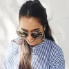 Oversize Thin Cross Brow Mirrored Flat Lens Sunglasses sold by ZeroUV