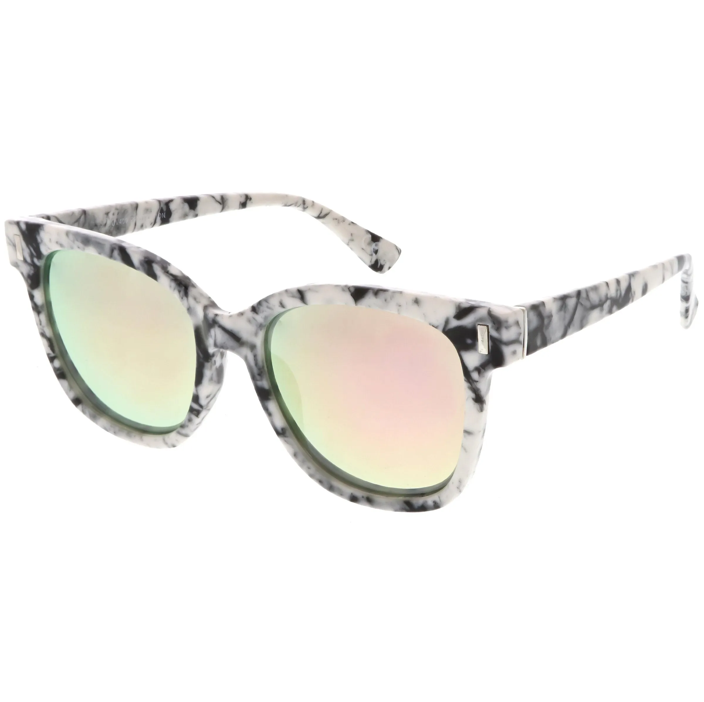 Marble Stone Print Bold Horned Rim Mirrored Lens Sunglasses C387 sold by ZeroUV product image thumbnail 2