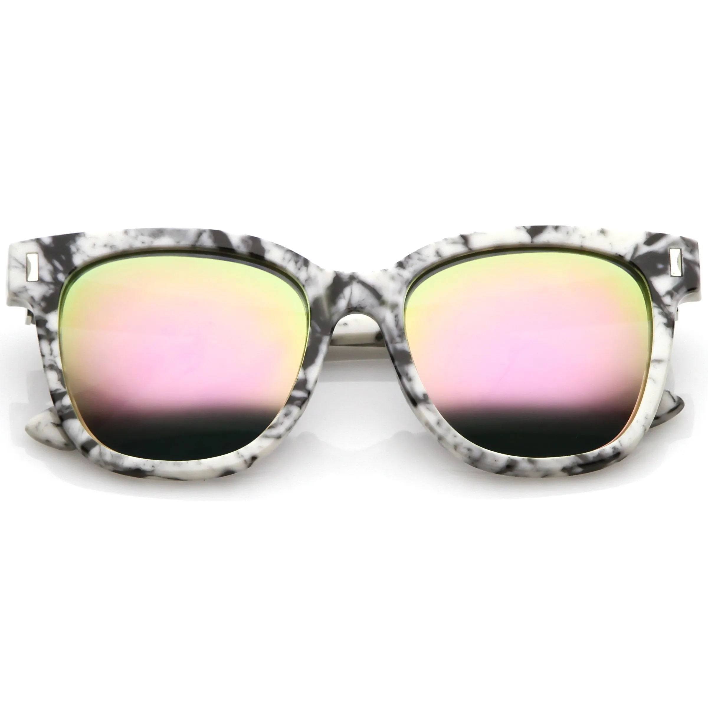 Marble Stone Print Bold Horned Rim Mirrored Lens Sunglasses C387 sold by ZeroUV
