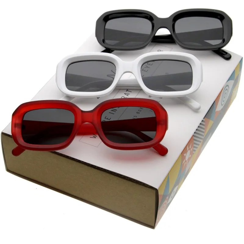 Retro Mid Century Modern Thick Square Frame Sunglasses C673 [Promo Box] sold by ZeroUV