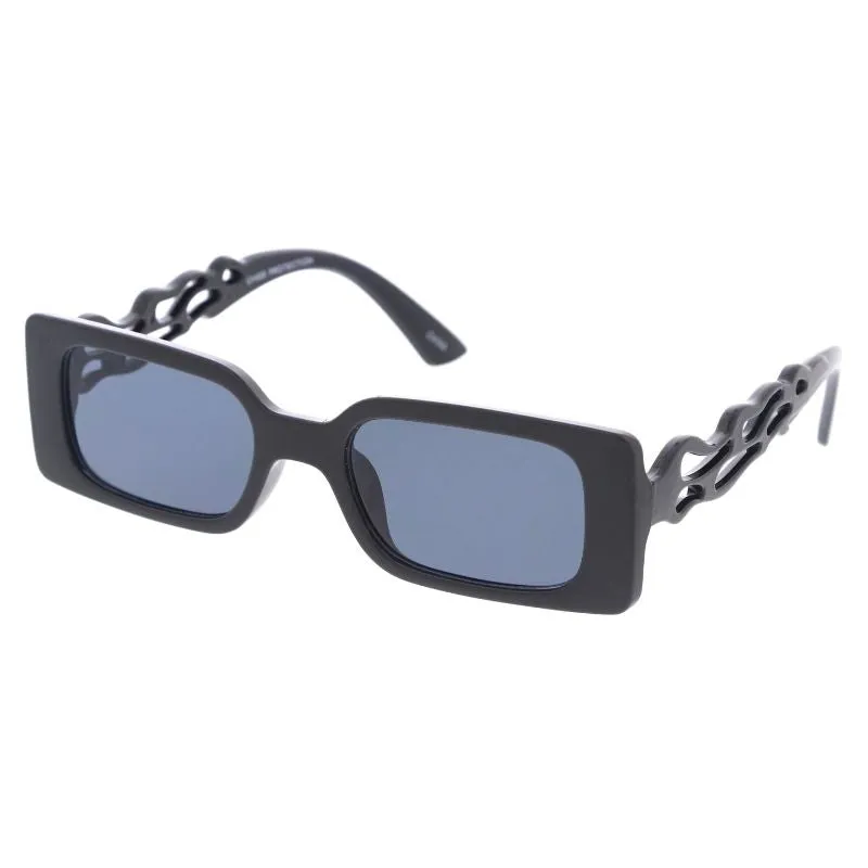 Thick Retro Rectangle Flame Arms Sunglasses D325 sold by ZeroUV product image thumbnail 2
