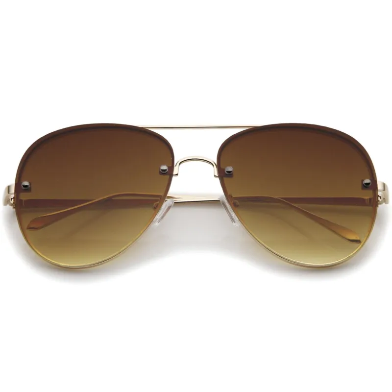 Modern Rimless Flat Lens Aviator Sunglasses 60mm A848 sold by ZeroUV