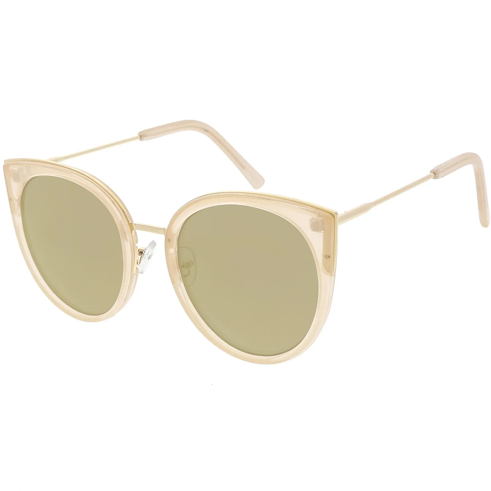 Women's Oversize Round Flat Mirrored Lens Cat Eye Sunglasses C841 sold by ZeroUV product image thumbnail 4