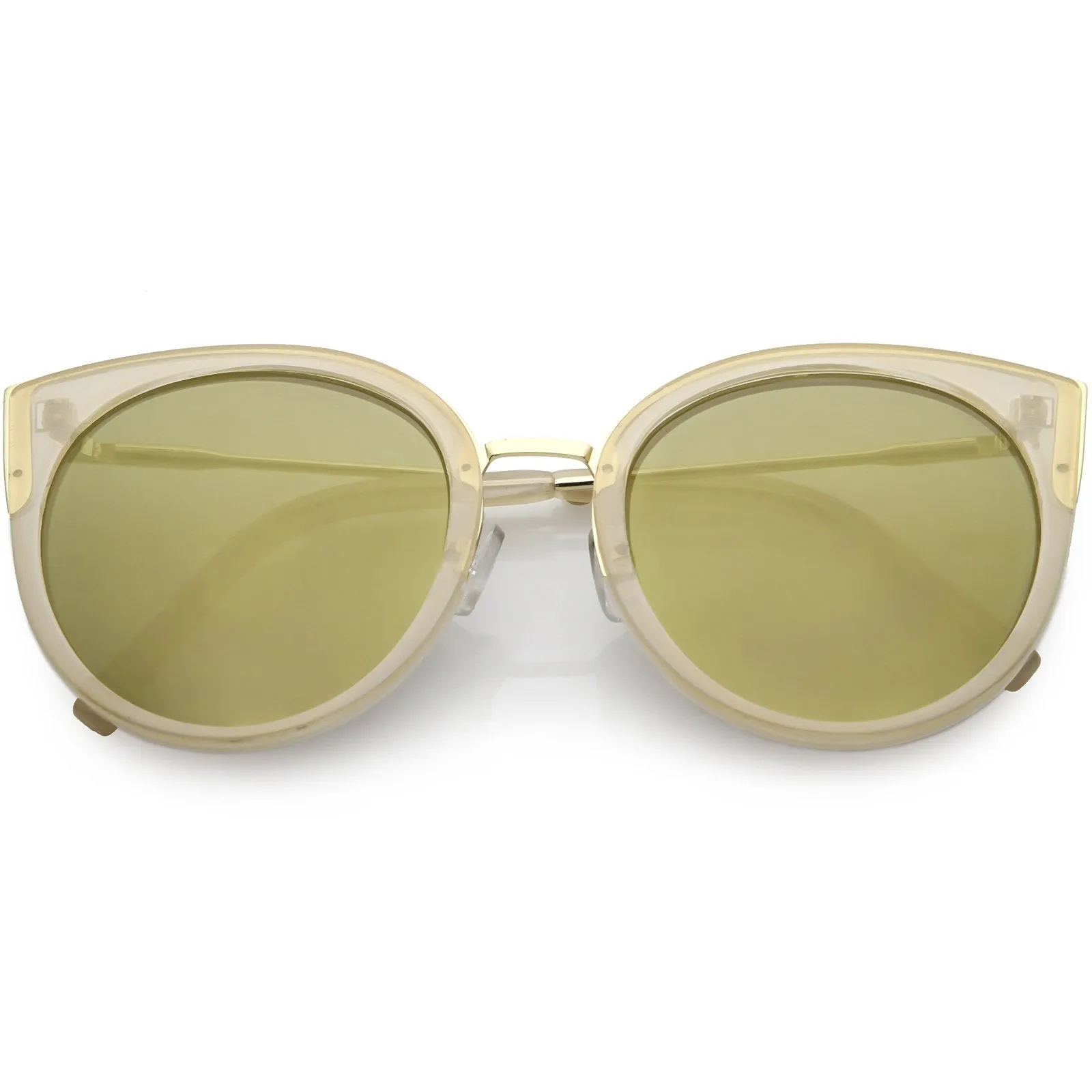 Women's Oversize Round Flat Mirrored Lens Cat Eye Sunglasses C841 sold by ZeroUV product image thumbnail 3