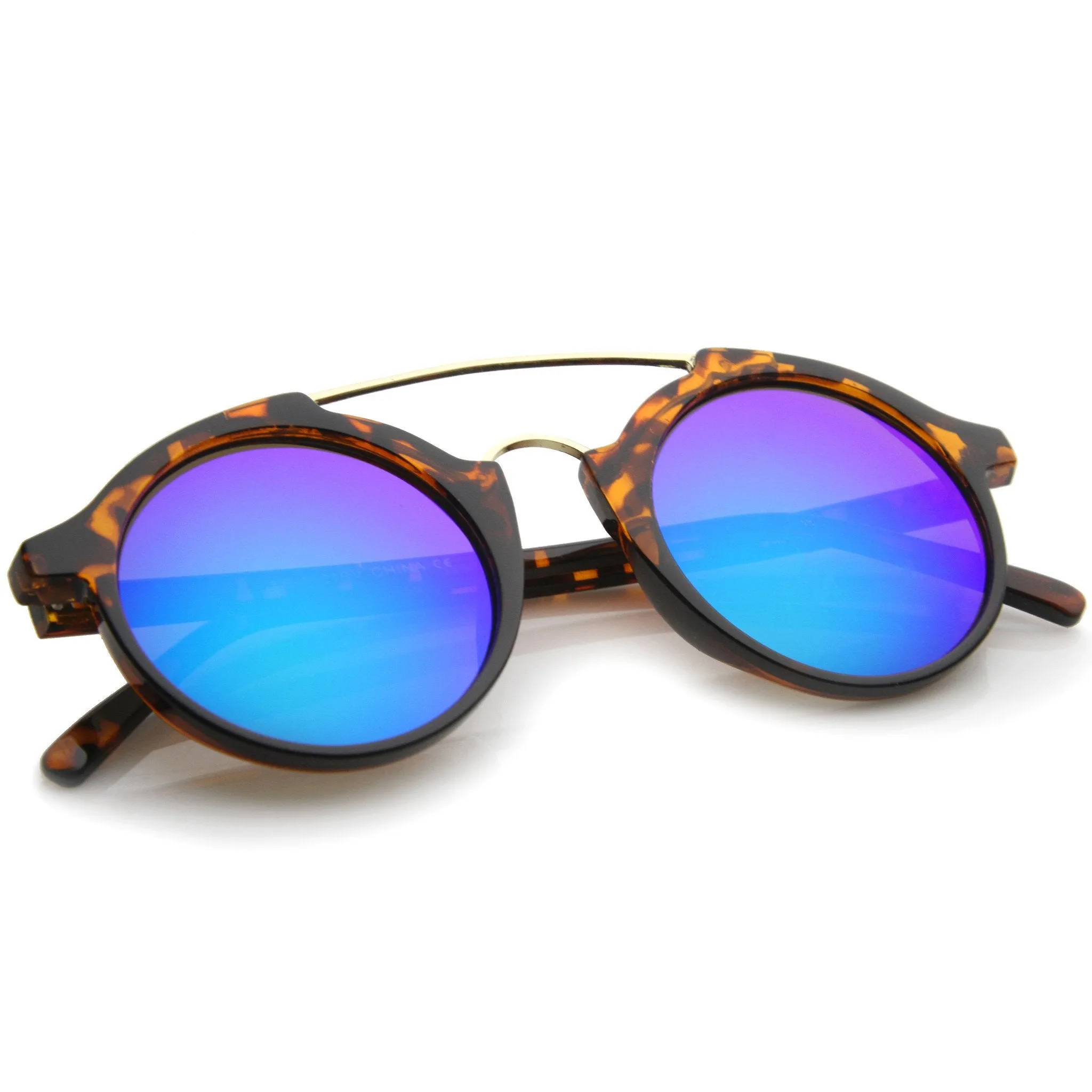 Retro Round Horned Rim Mirror Lens Sunglasses A192 sold by ZeroUV product image thumbnail 4