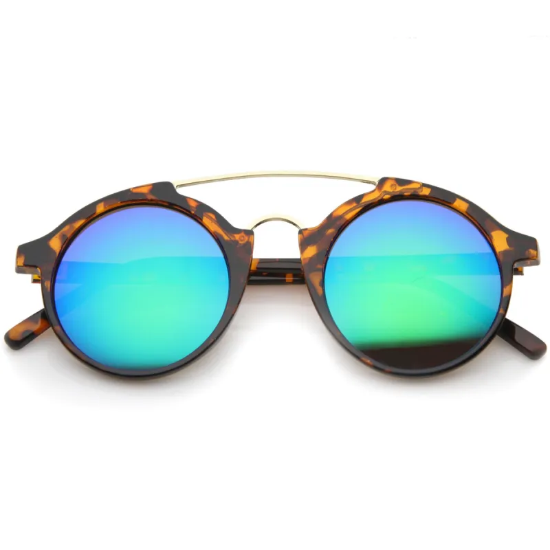 Retro Round Horned Rim Mirror Lens Sunglasses A192 sold by ZeroUV