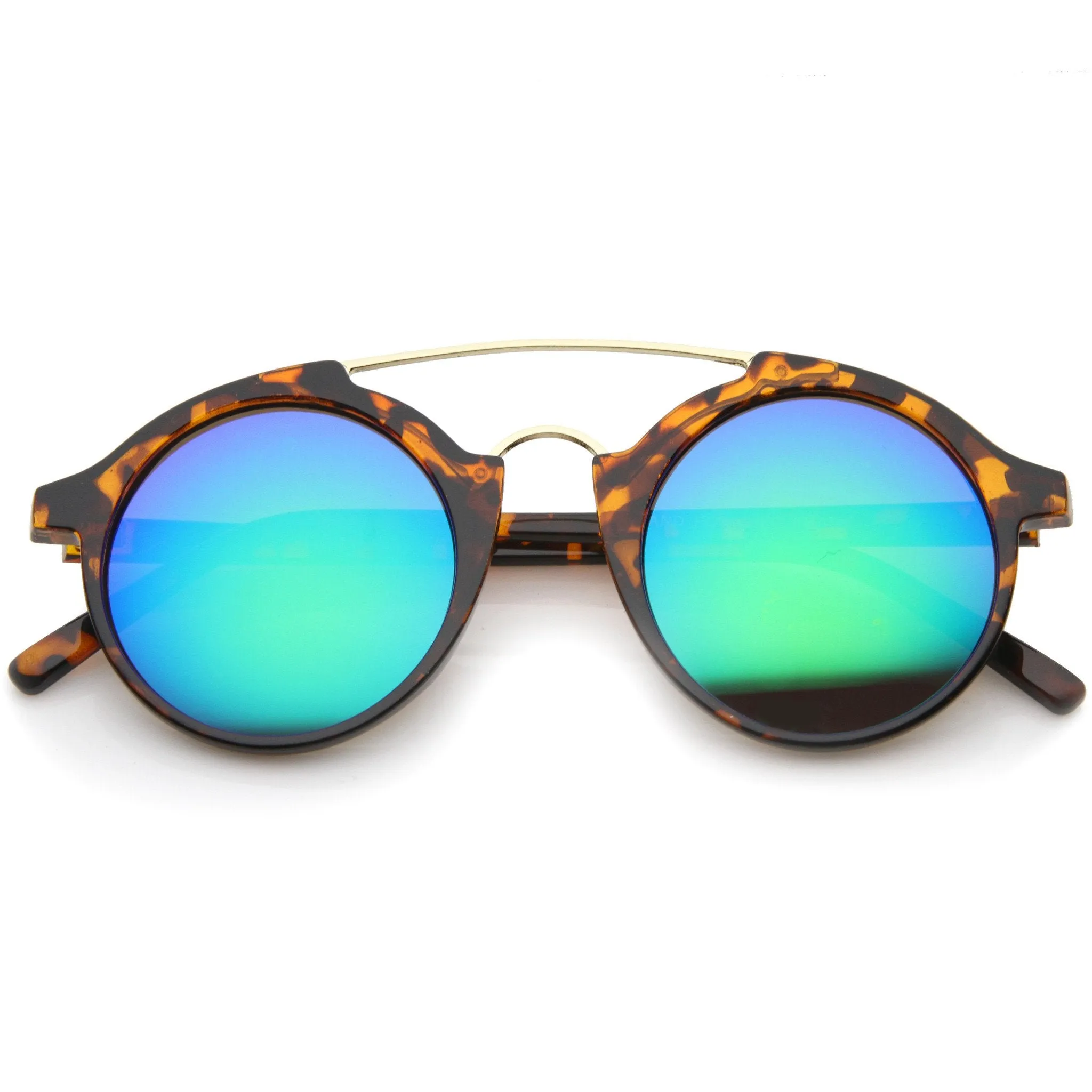 Retro Round Horned Rim Mirror Lens Sunglasses A192 sold by ZeroUV