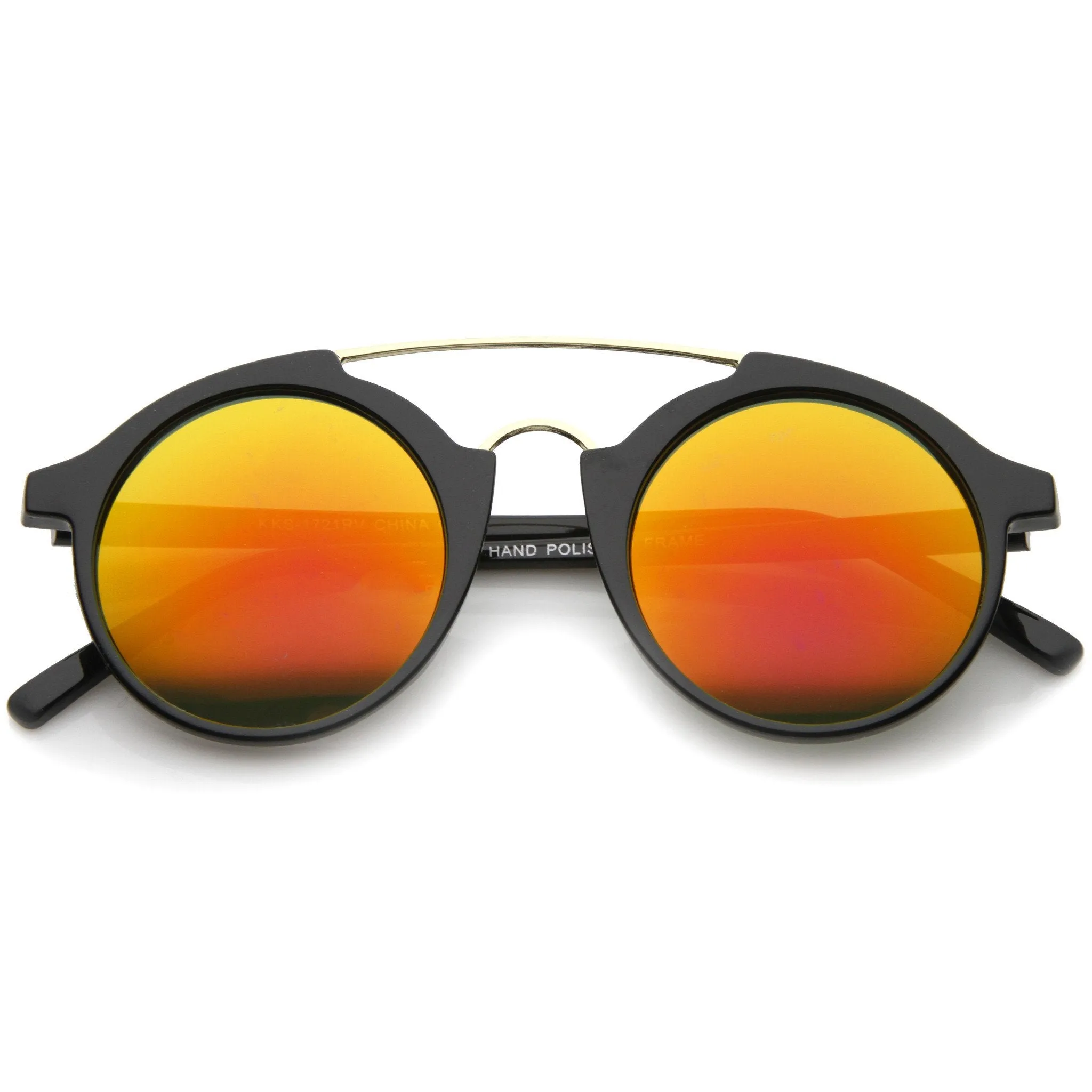 Retro Round Horned Rim Mirror Lens Sunglasses A192 sold by ZeroUV product image thumbnail 5