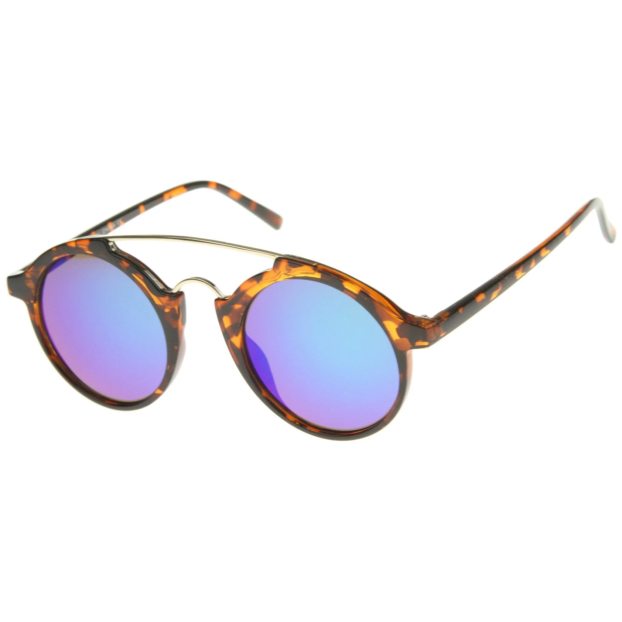 Retro Round Horned Rim Mirror Lens Sunglasses A192 sold by ZeroUV product image thumbnail 2
