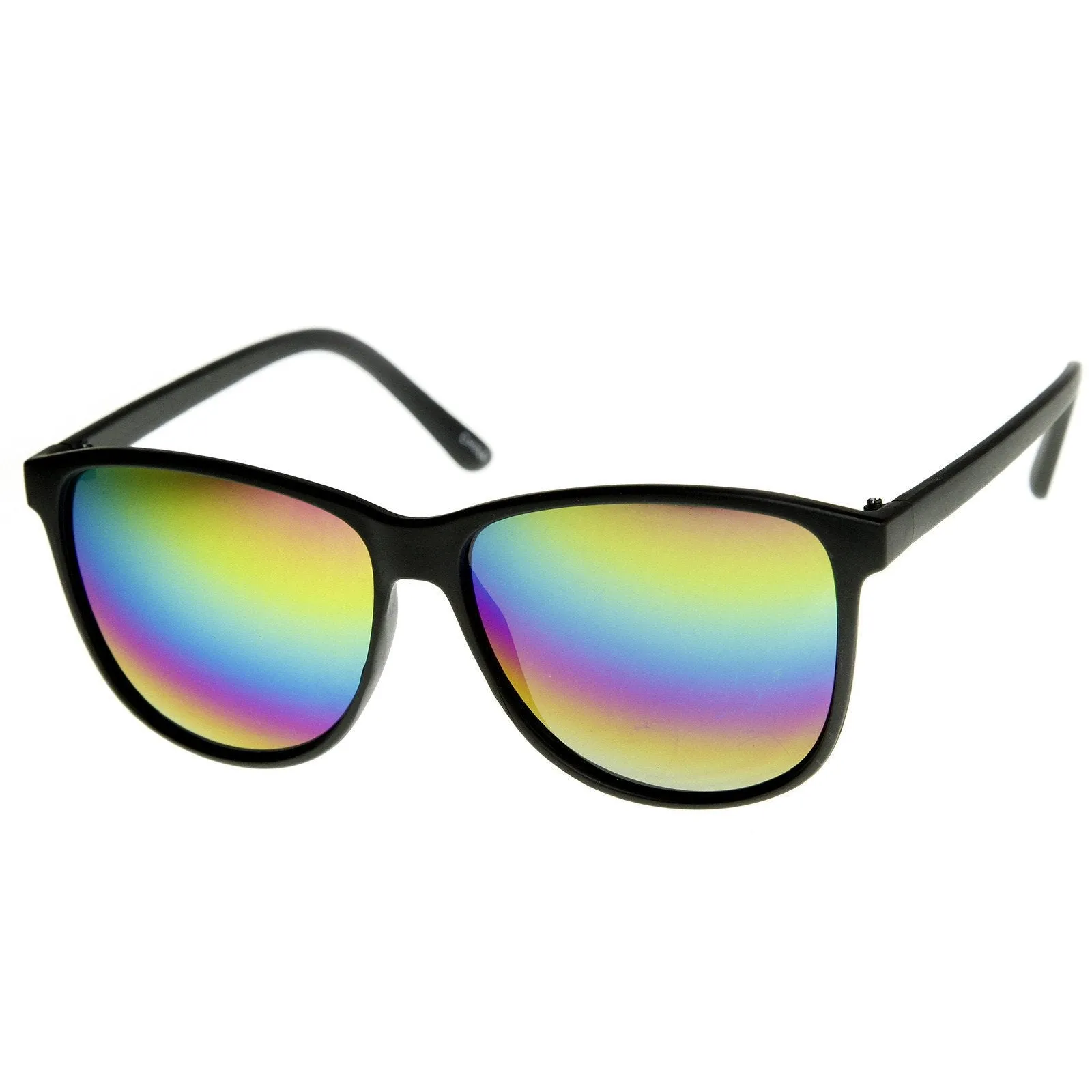 Retro Color Mirrored Lens Large Horned Rim Sunglasses 8949 sold by ZeroUV product image thumbnail 3