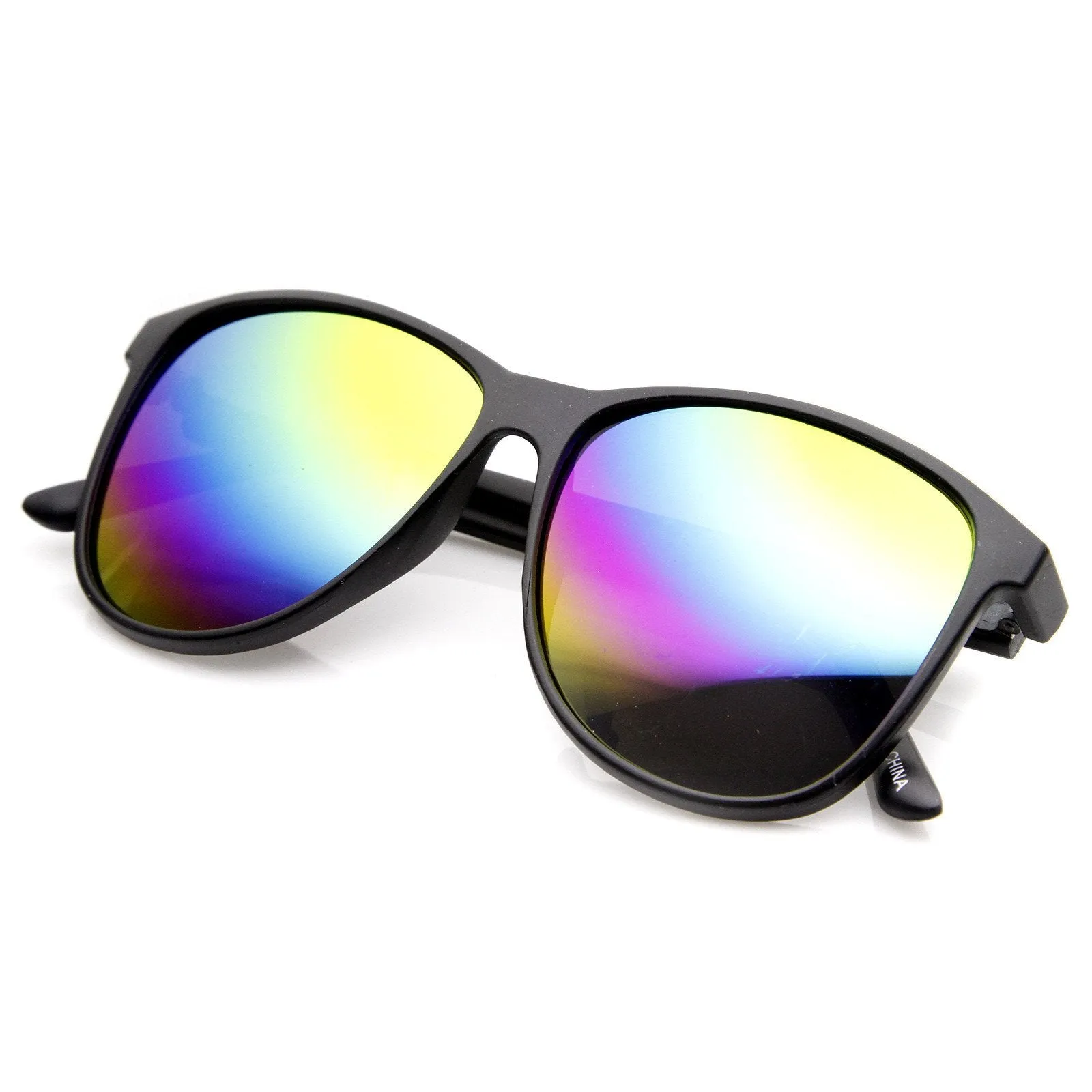 Retro Color Mirrored Lens Large Horned Rim Sunglasses 8949 sold by ZeroUV product image thumbnail 4