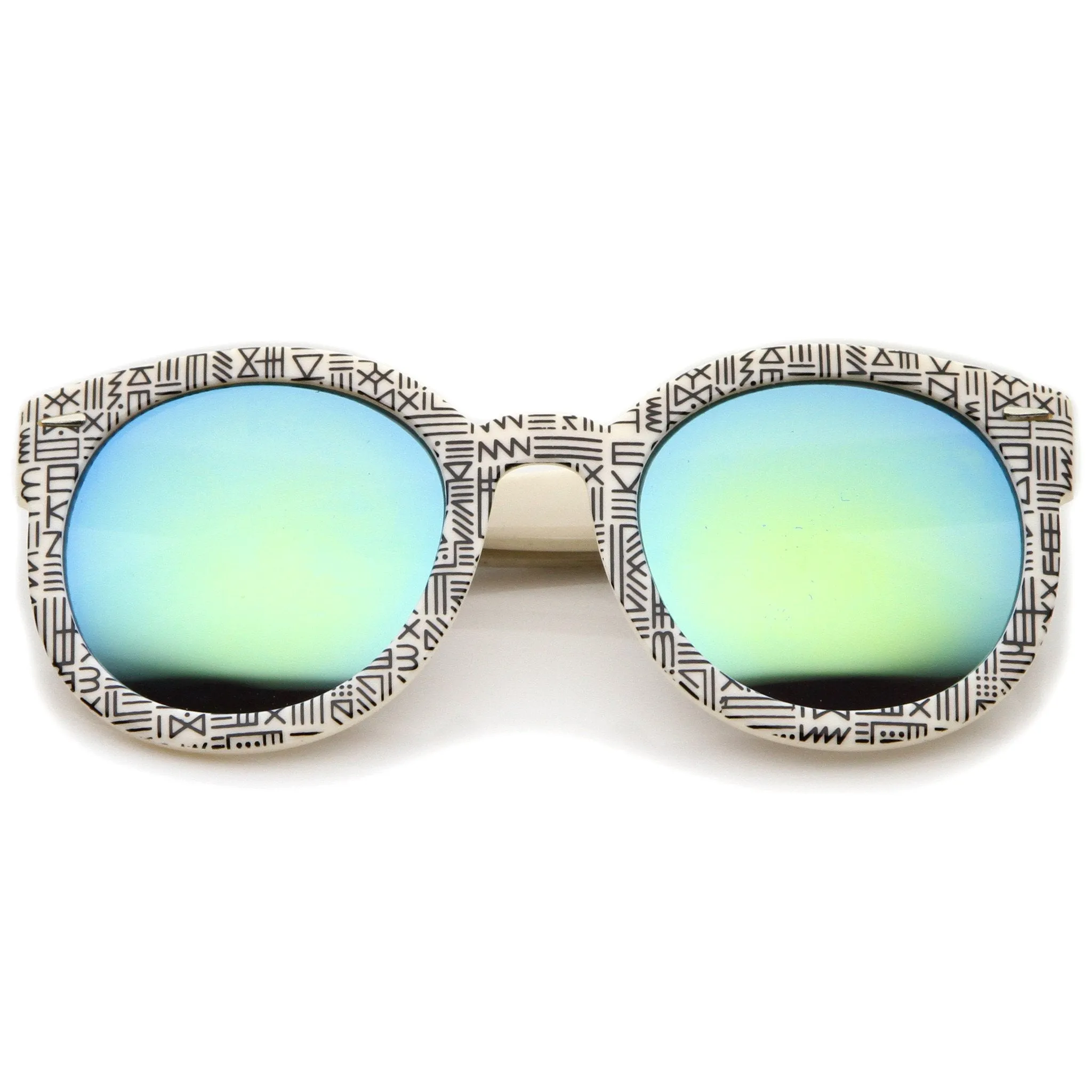 Indie Women's Native Print Flash Mirrored Lens Round Sunglasses 9380 sold by ZeroUV product image thumbnail 3