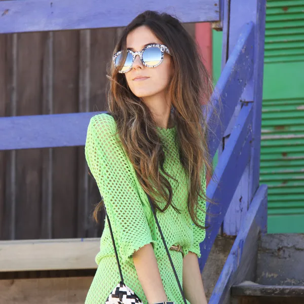 Indie Women's Native Print Flash Mirrored Lens Round Sunglasses 9380 sold by ZeroUV product image thumbnail 2