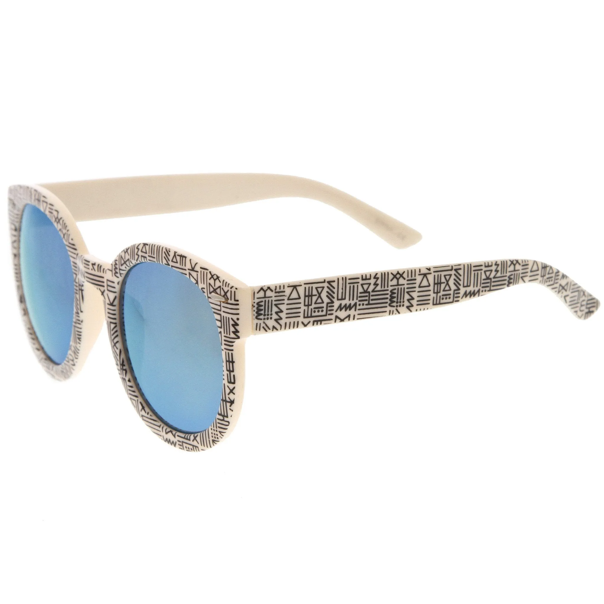 Indie Women's Native Print Flash Mirrored Lens Round Sunglasses 9380 sold by ZeroUV product image thumbnail 5
