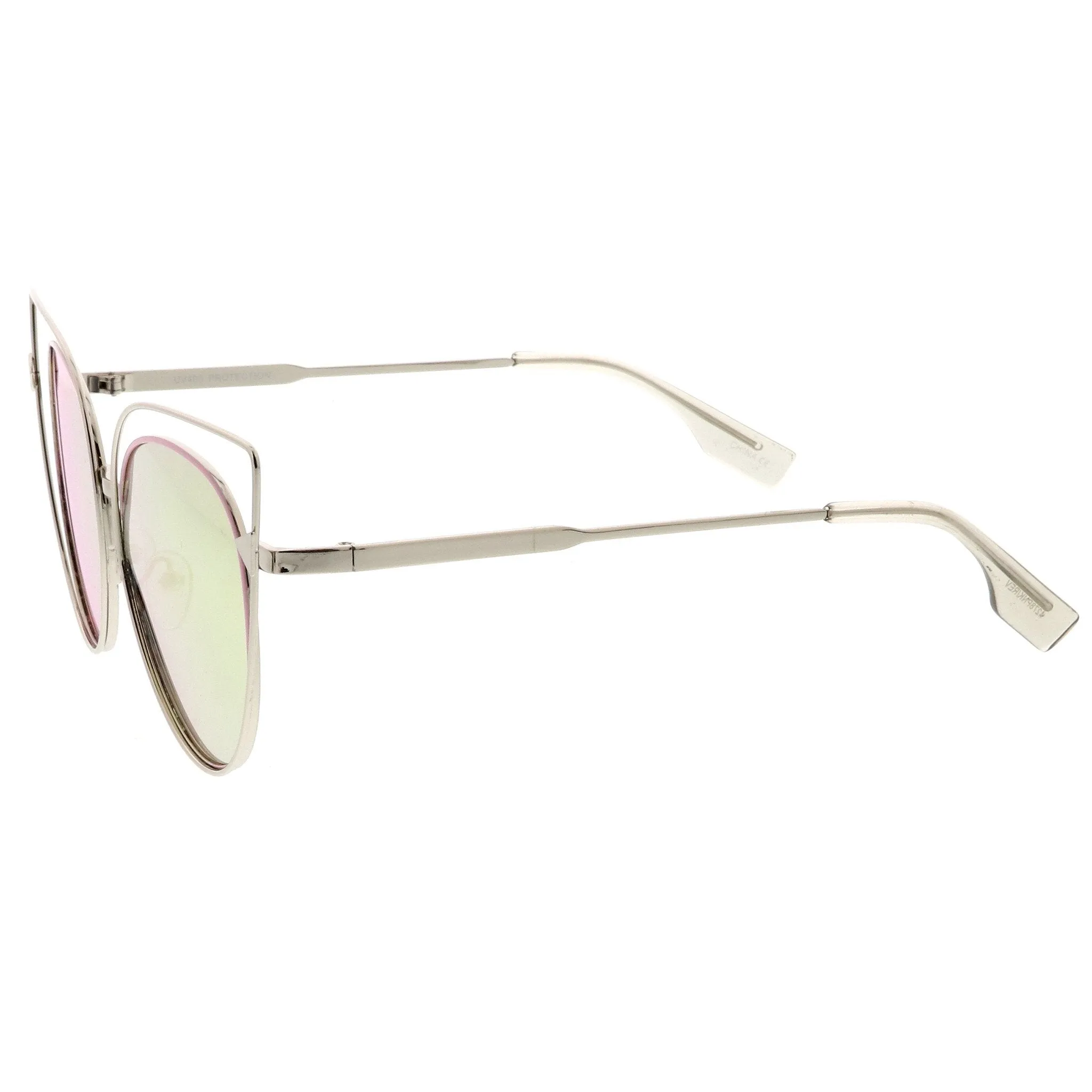 Women's Oversize Laser Cut Mirrored Flat Lens Sunglasses C085 sold by ZeroUV product image thumbnail 3