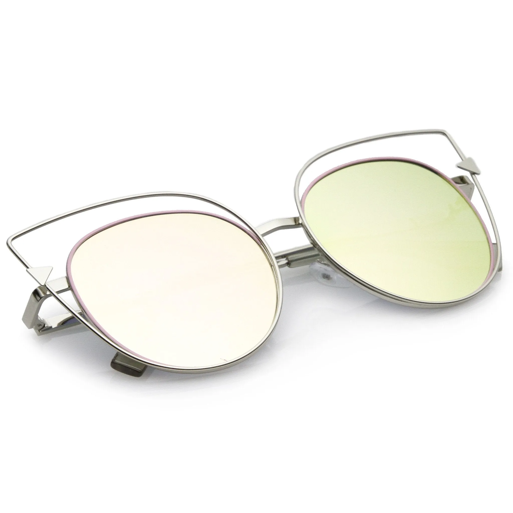 Women's Oversize Laser Cut Mirrored Flat Lens Sunglasses C085 sold by ZeroUV product image thumbnail 4
