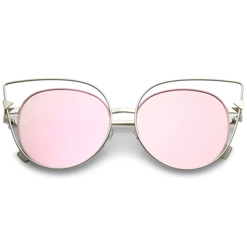 Women's Oversize Laser Cut Mirrored Flat Lens Sunglasses C085 sold by ZeroUV