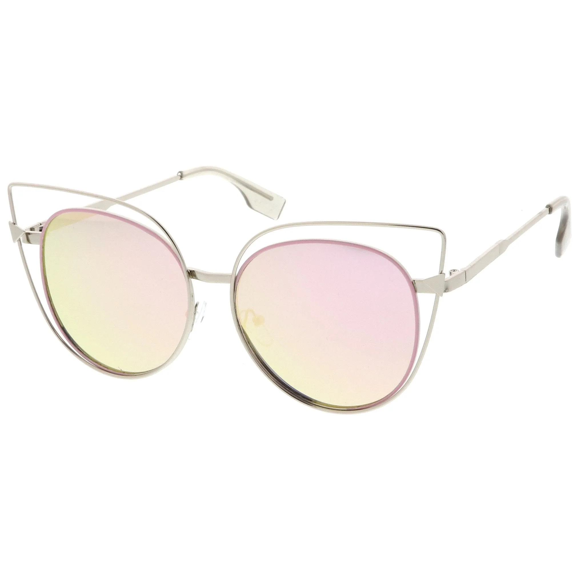 Women's Oversize Laser Cut Mirrored Flat Lens Sunglasses C085 sold by ZeroUV product image thumbnail 2