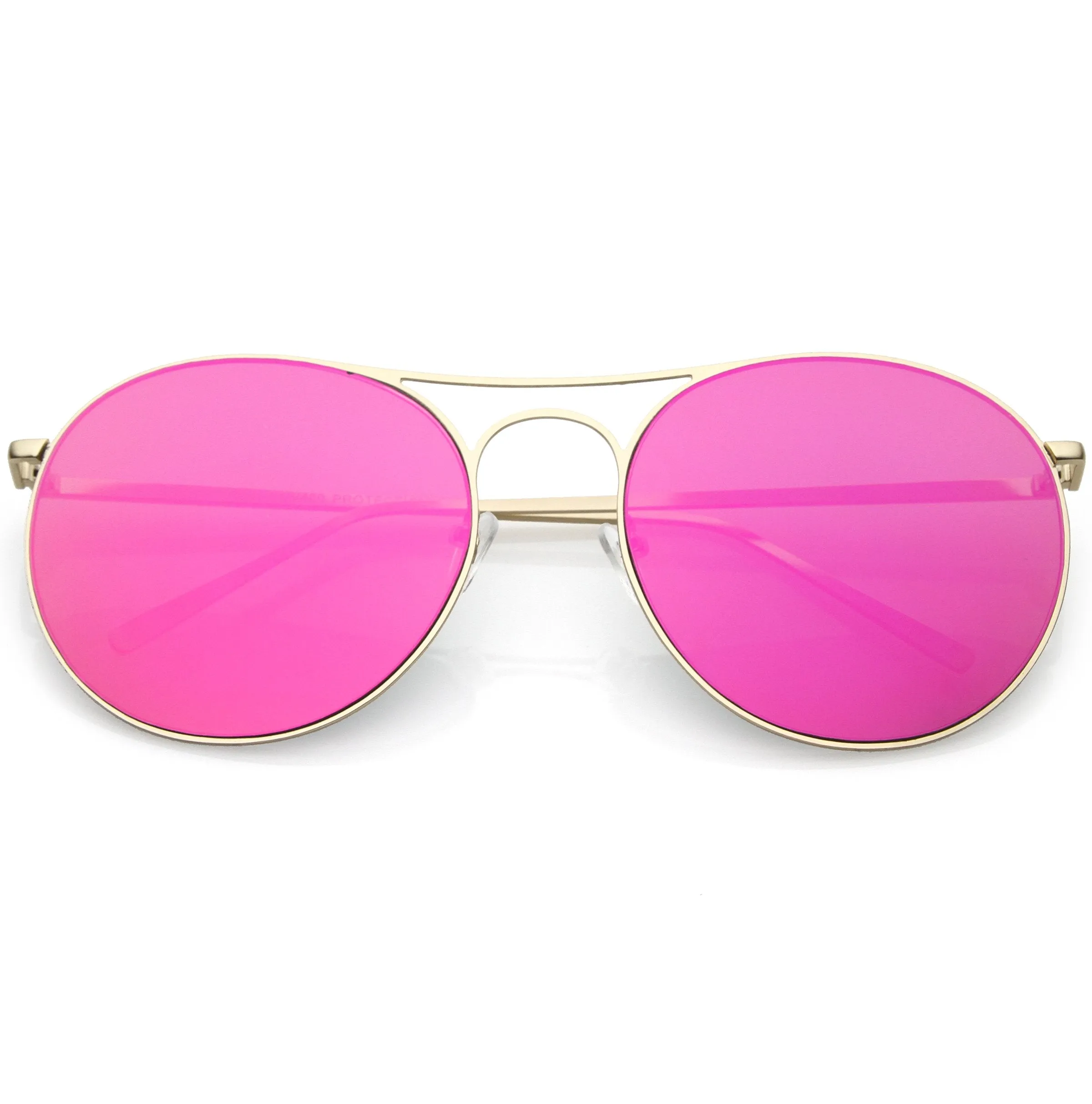 Retro Modern Oversize Round Mirrored Flat Lens Aviator Sunglasses C208 sold by ZeroUV product image thumbnail 5
