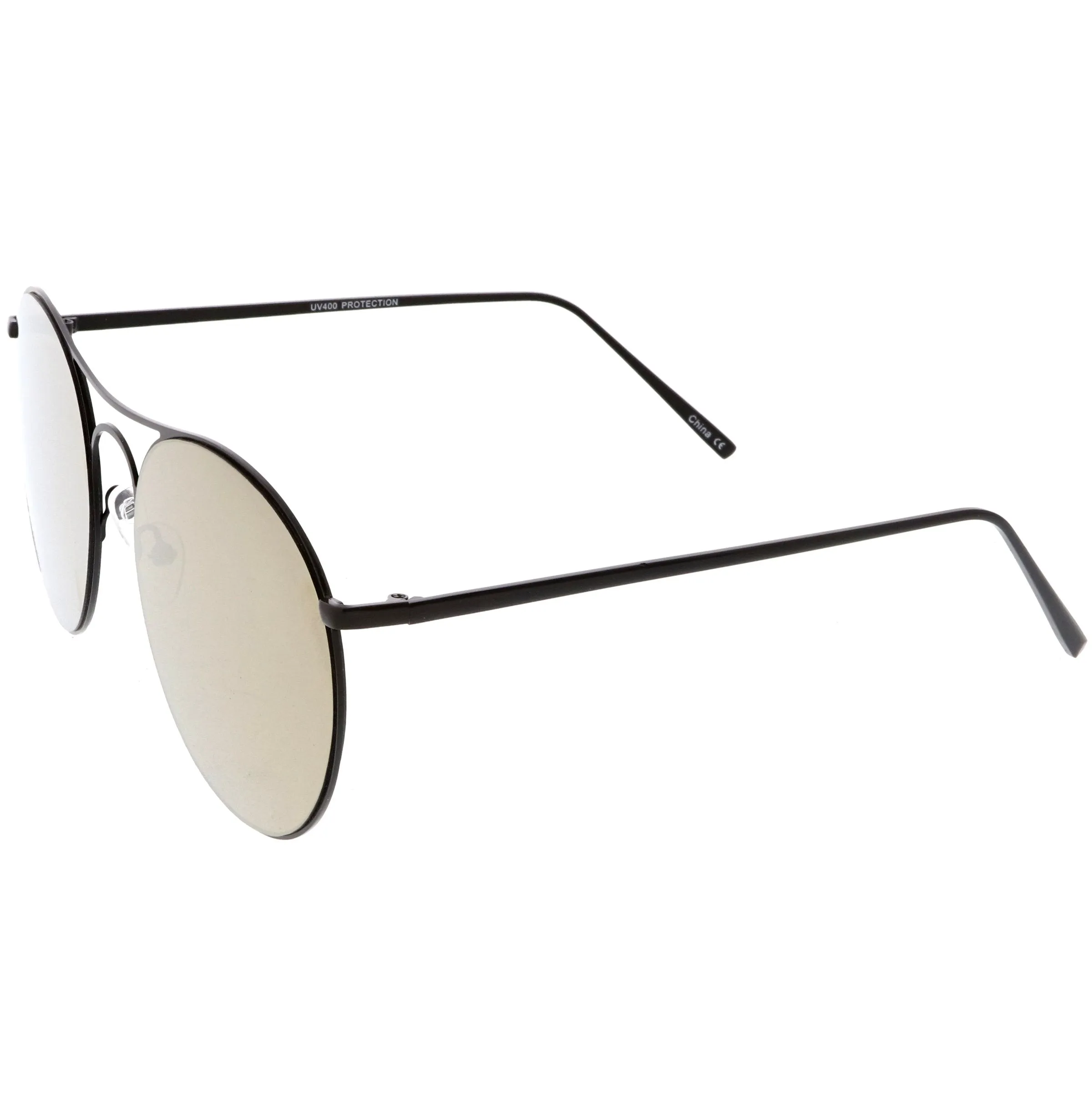 Retro Modern Oversize Round Mirrored Flat Lens Aviator Sunglasses C208 sold by ZeroUV product image thumbnail 3