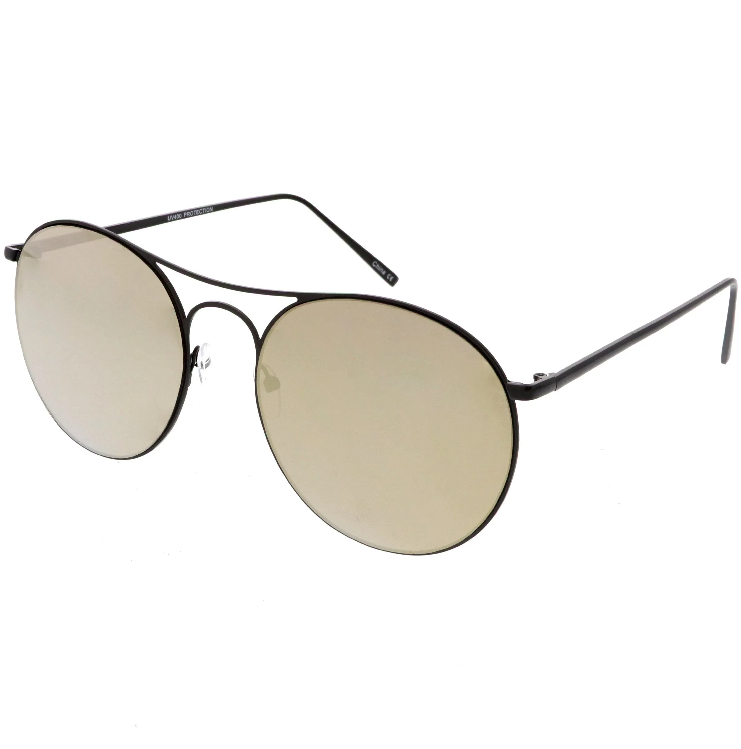 Retro Modern Oversize Round Mirrored Flat Lens Aviator Sunglasses C208 sold by ZeroUV product image thumbnail 2