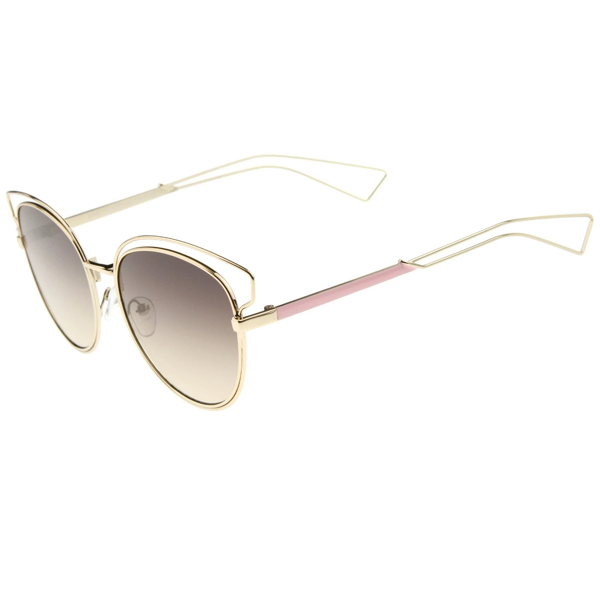Women's Metal Wire Frame Flat Lens Sunglasses A345 sold by ZeroUV product image thumbnail 5