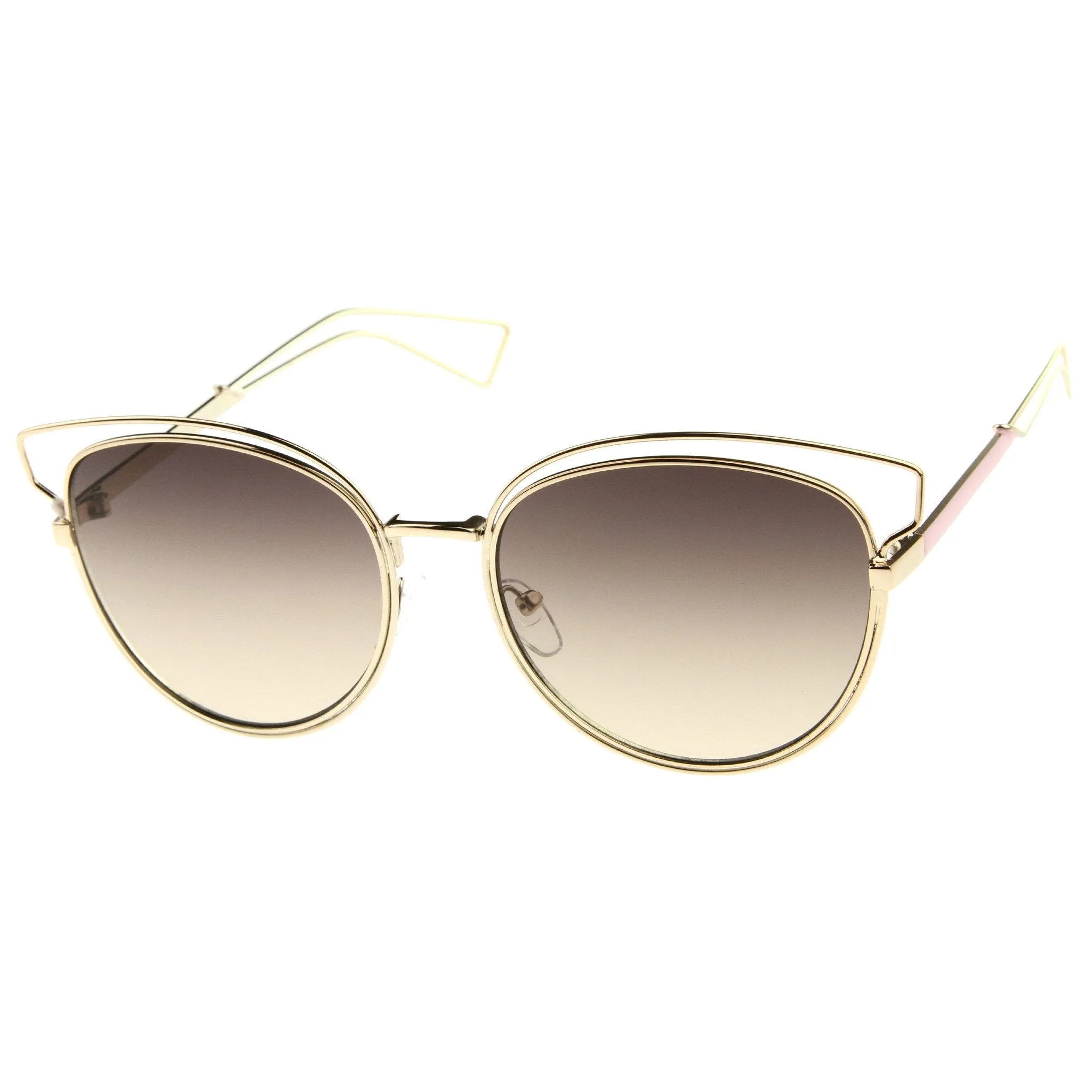 Women's Metal Wire Frame Flat Lens Sunglasses A345 sold by ZeroUV product image thumbnail 4
