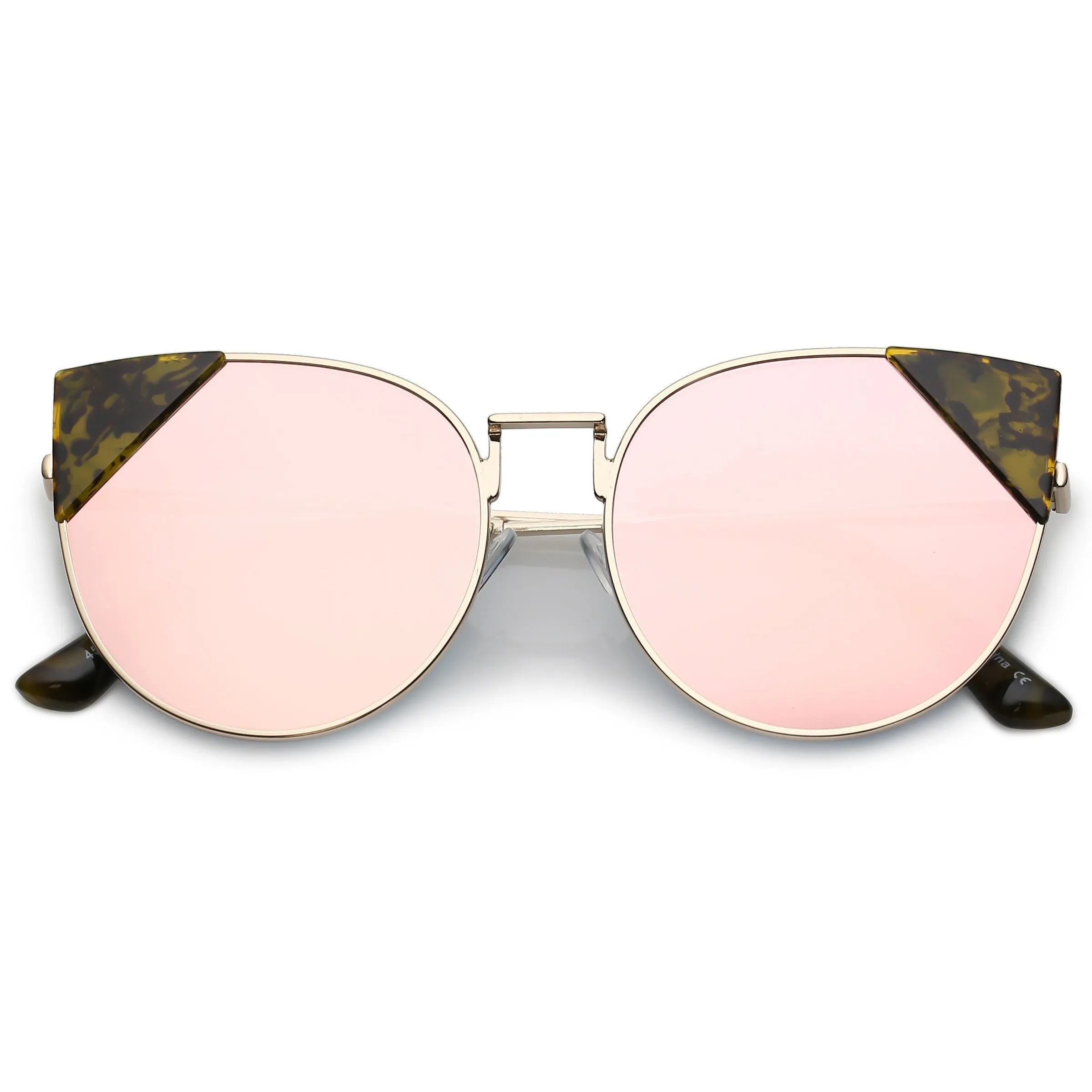 Women's Corner Accented Mirrored Flat Lens Cat Eye Sunglasses C342 sold by ZeroUV product image thumbnail 5