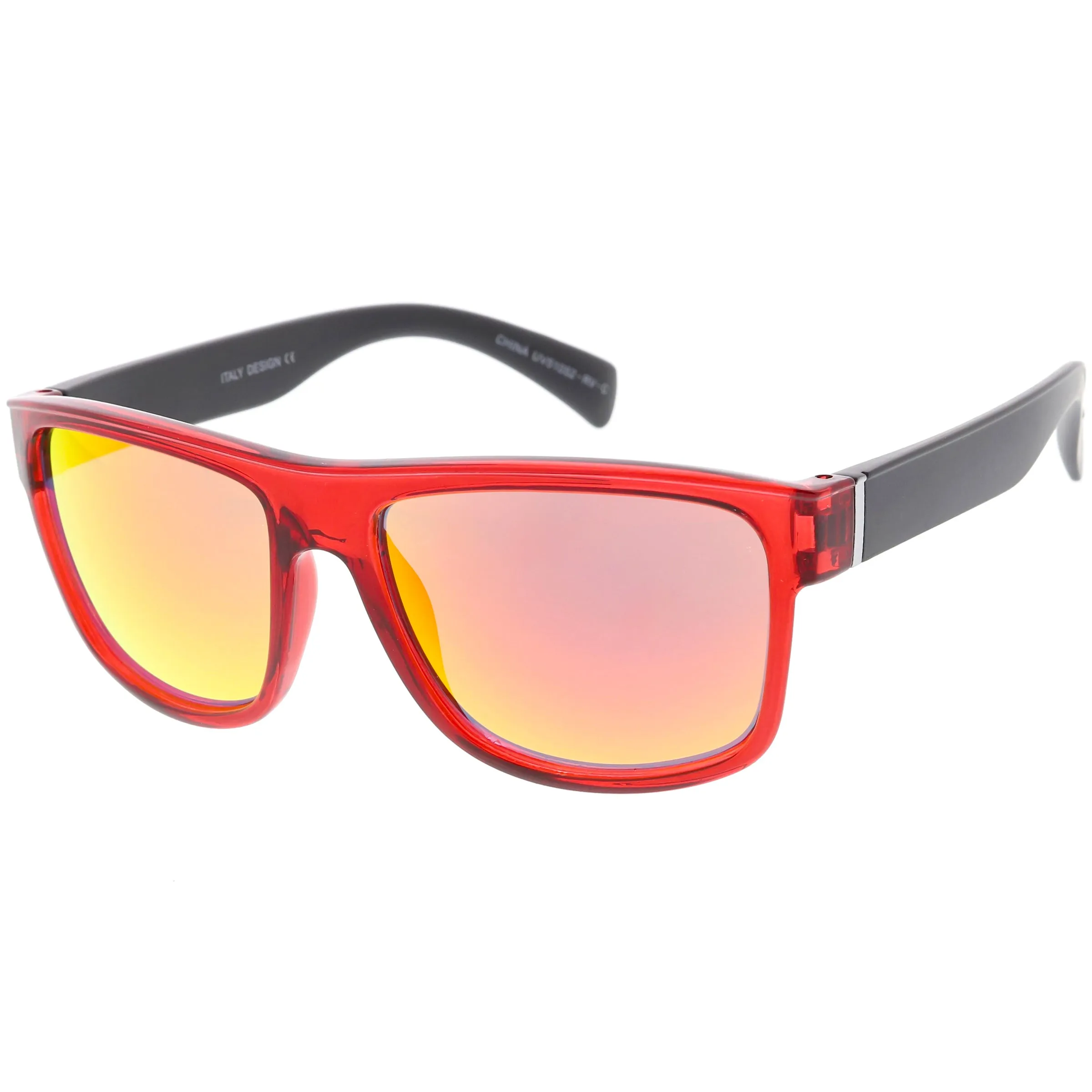 Radical Retro Skater Horned Rim Flash Mirrored Sunglasses C787 sold by ZeroUV product image thumbnail 2