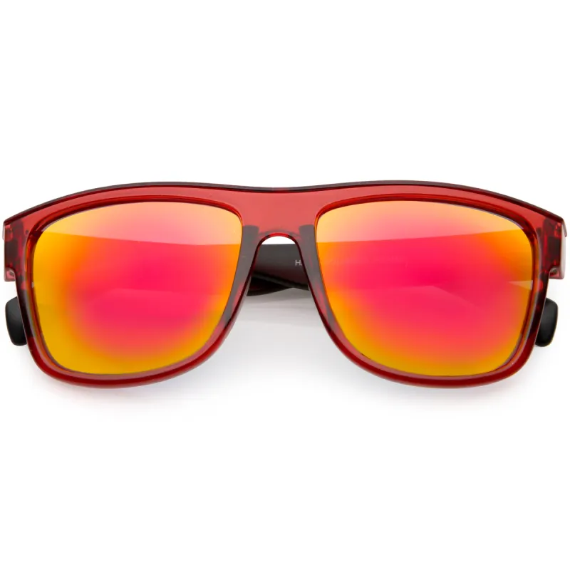 Radical Retro Skater Horned Rim Flash Mirrored Sunglasses C787 sold by ZeroUV