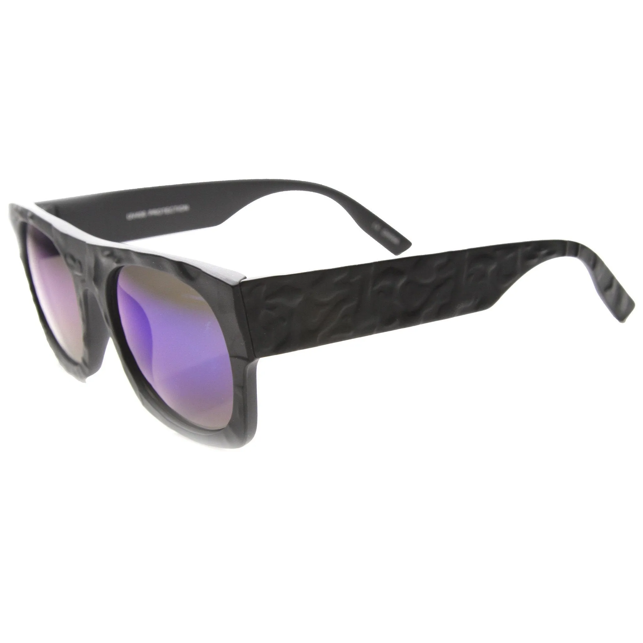 Unique Textured Square Flat Top Sunglasses 9866 sold by ZeroUV product image thumbnail 2