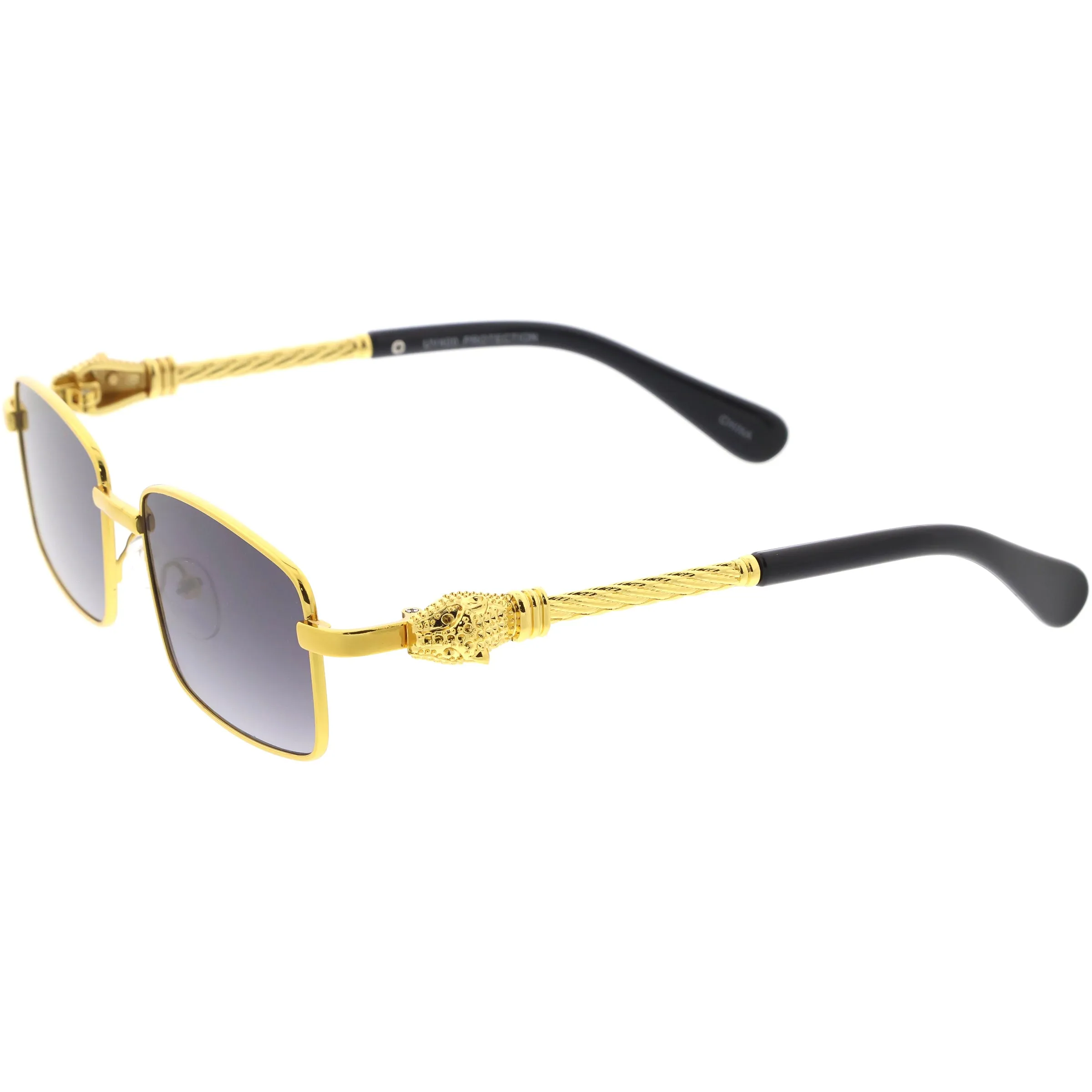 Luxe Bold Metal Jaguar Detailed Square Sunglasses D289 sold by ZeroUV product image thumbnail 5