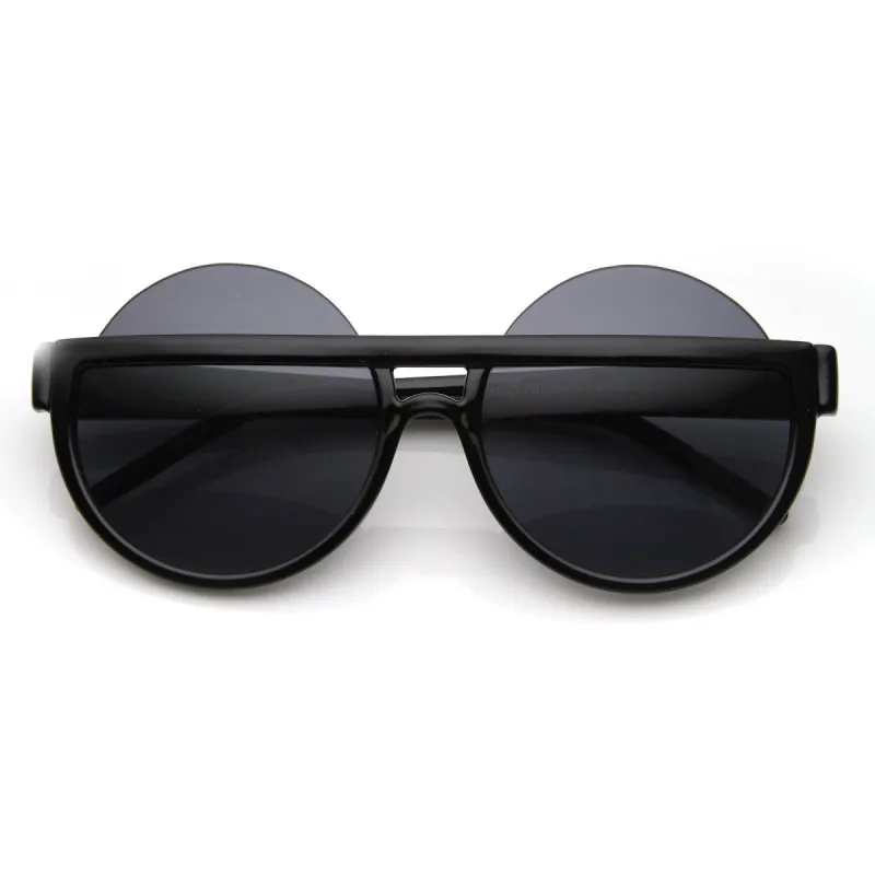 Womens Designer Fashion Oversize Round Half Frame Sunglasses 8786 sold by ZeroUV