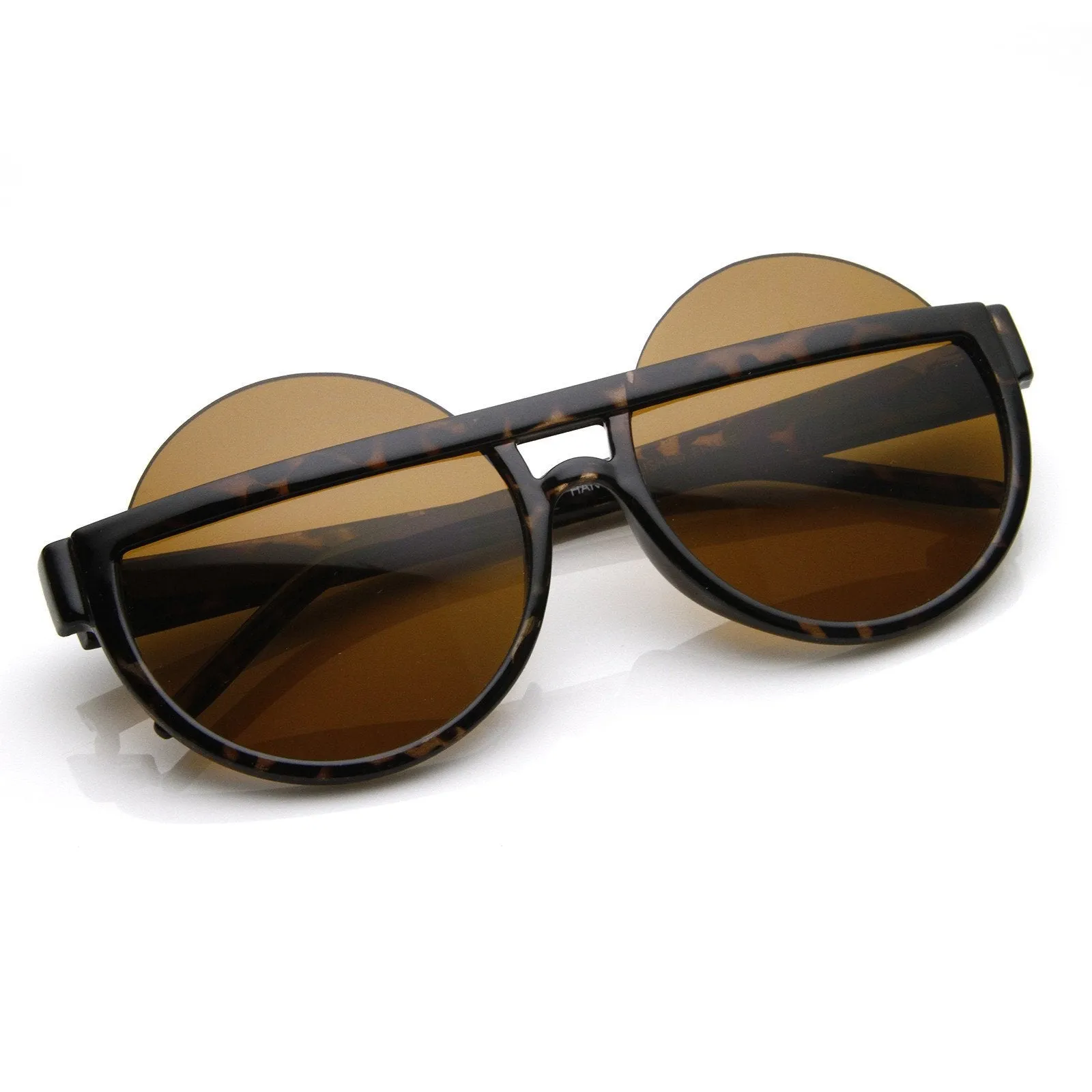 Womens Designer Fashion Oversize Round Half Frame Sunglasses 8786 sold by ZeroUV product image thumbnail 5