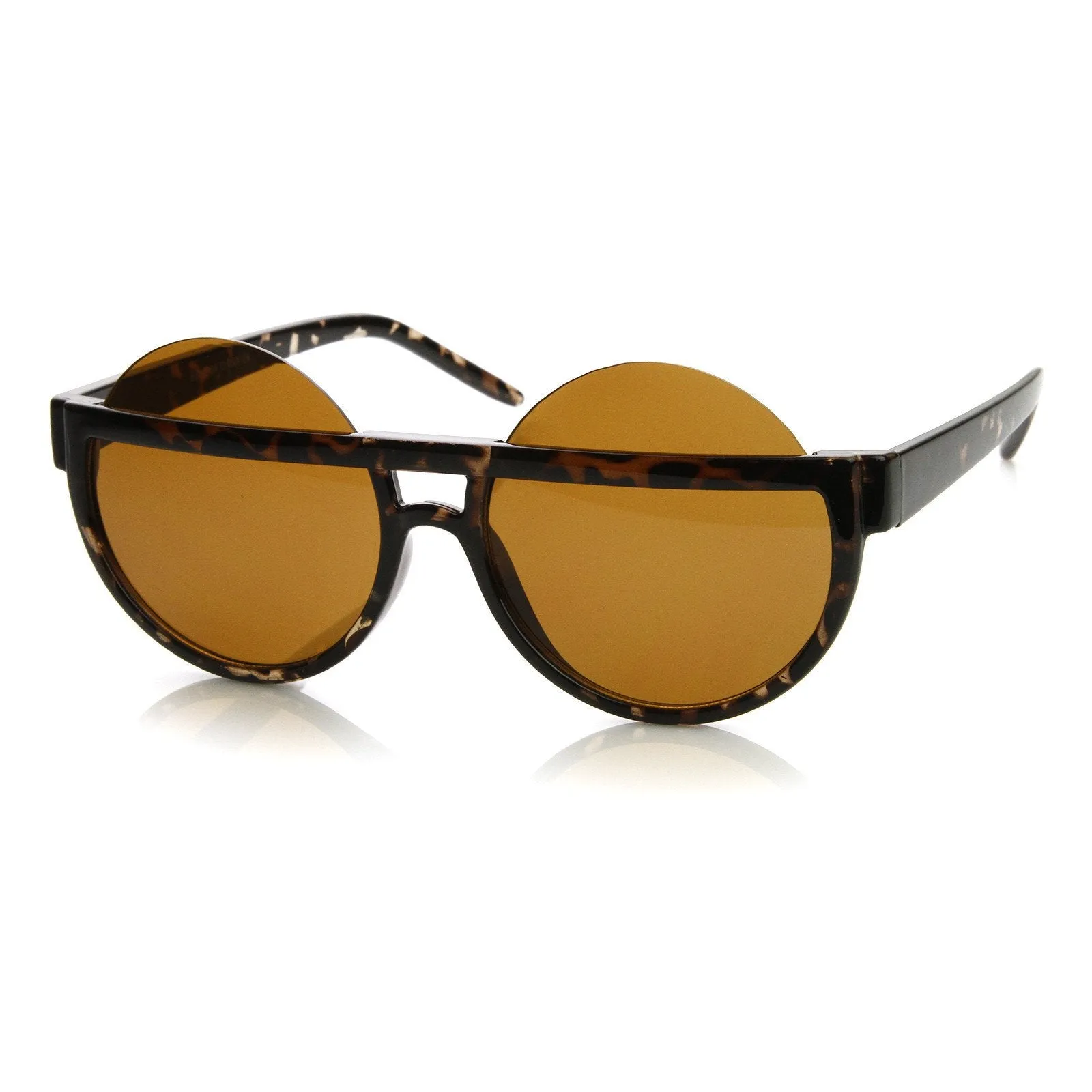 Womens Designer Fashion Oversize Round Half Frame Sunglasses 8786 sold by ZeroUV product image thumbnail 3
