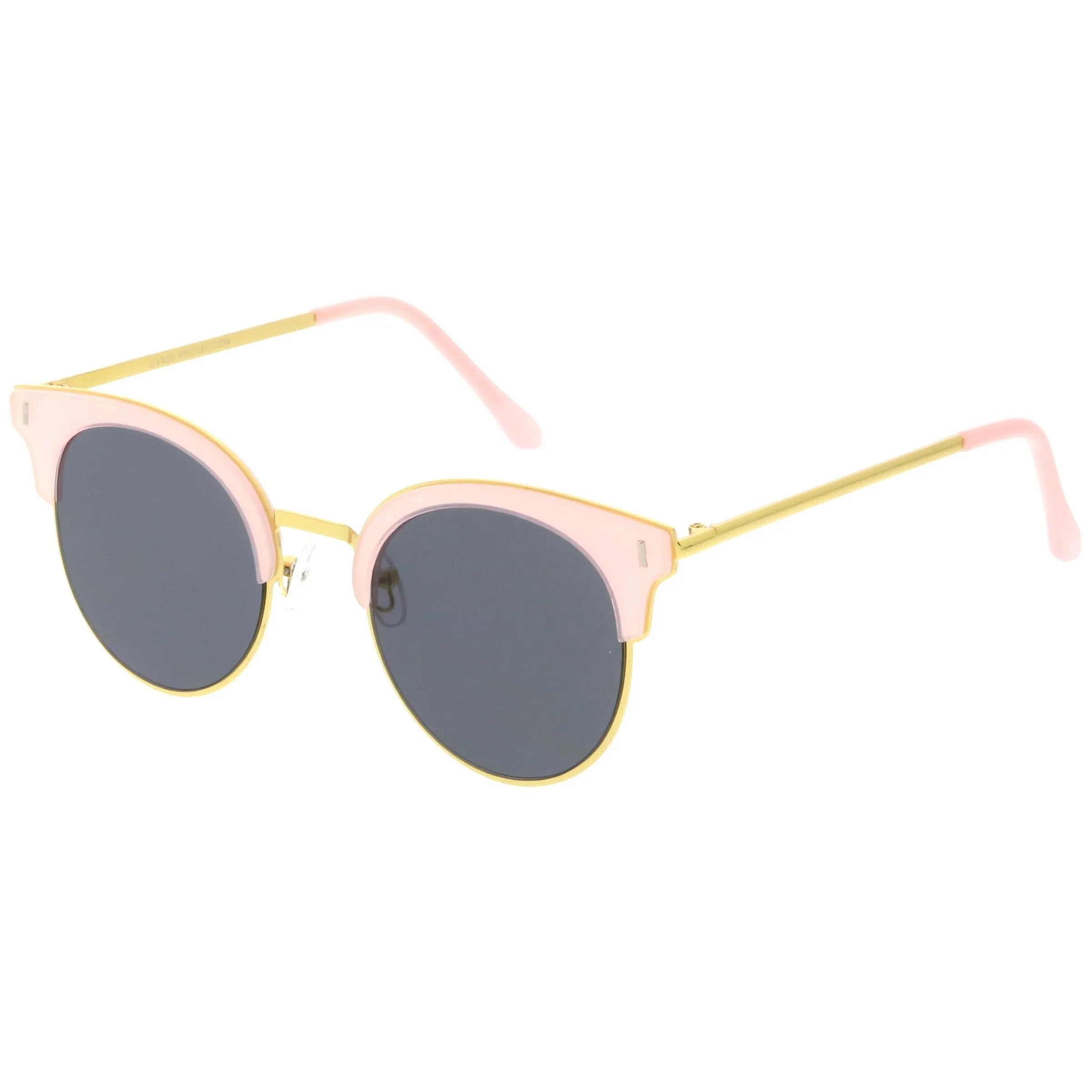 Retro Modern Half Frame Horned Rim Flat Lens Sunglasses C248 sold by ZeroUV product image thumbnail 2