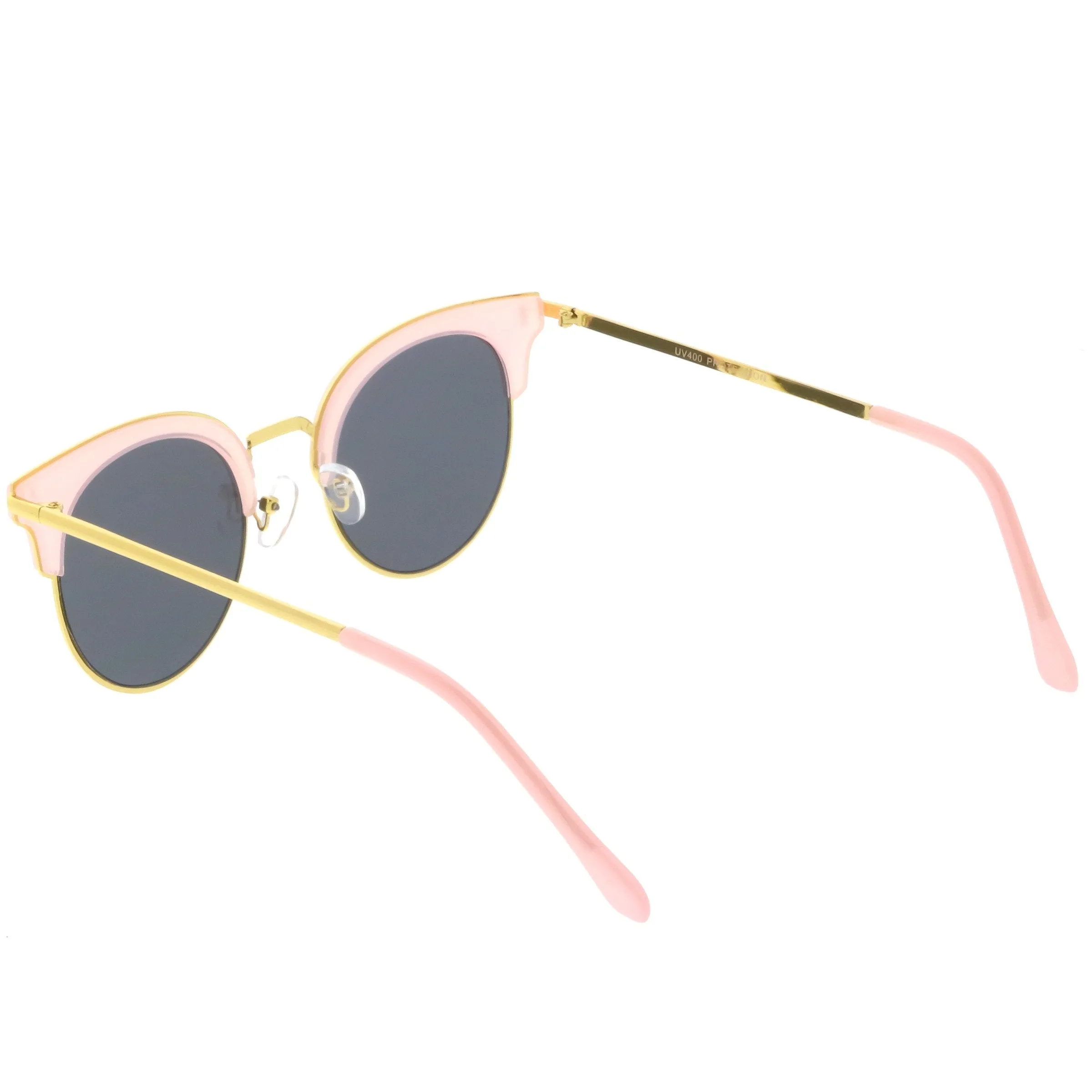 Retro Modern Half Frame Horned Rim Flat Lens Sunglasses C248 sold by ZeroUV product image thumbnail 4