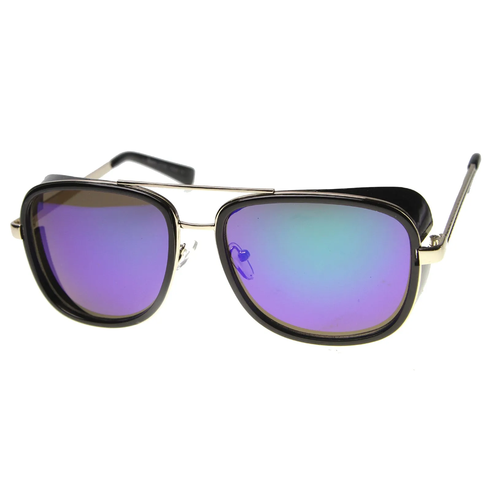 Square Side Cover Mirrored Lens Aviator Sunglasses 9896 sold by ZeroUV product image thumbnail 2