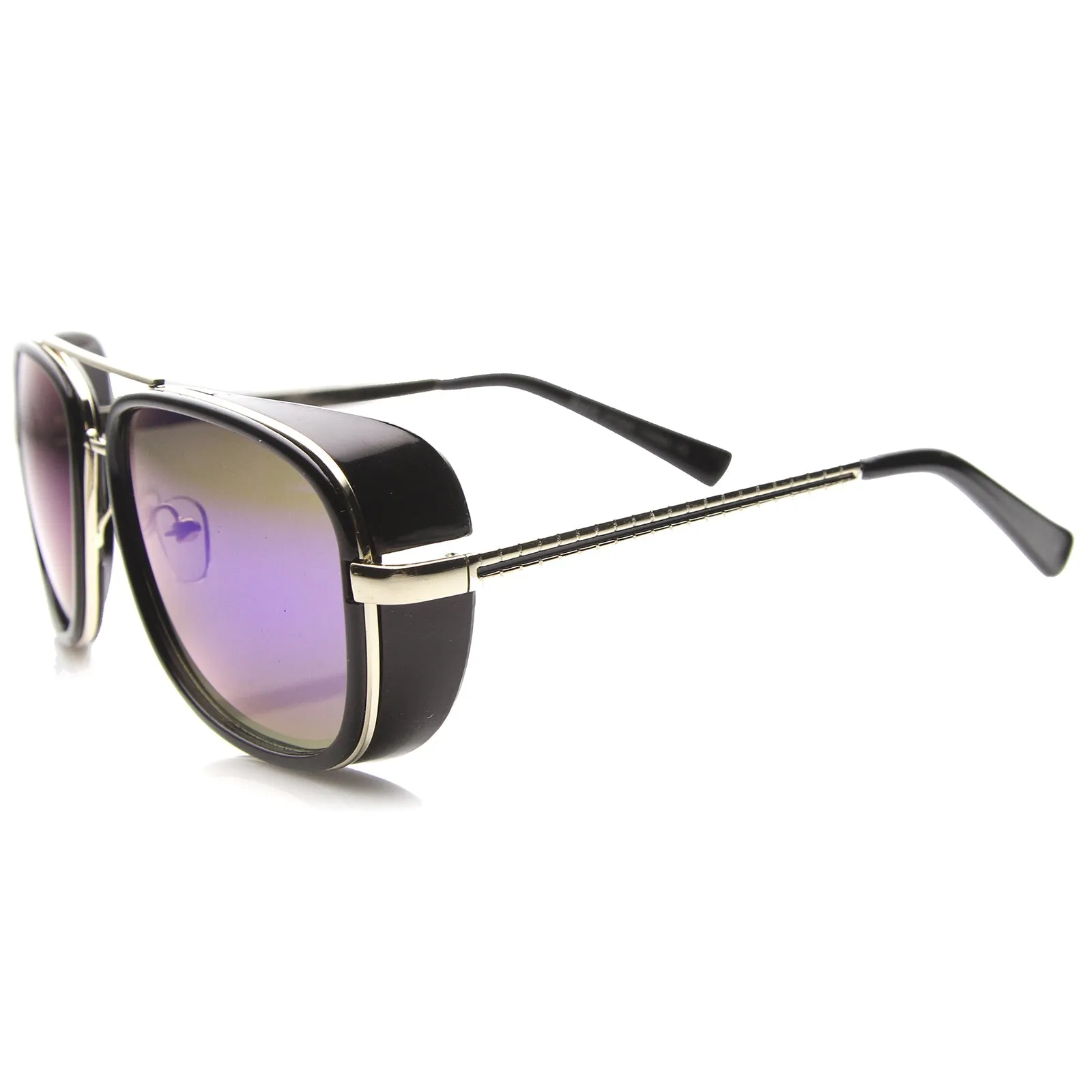 Square Side Cover Mirrored Lens Aviator Sunglasses 9896 sold by ZeroUV product image thumbnail 3