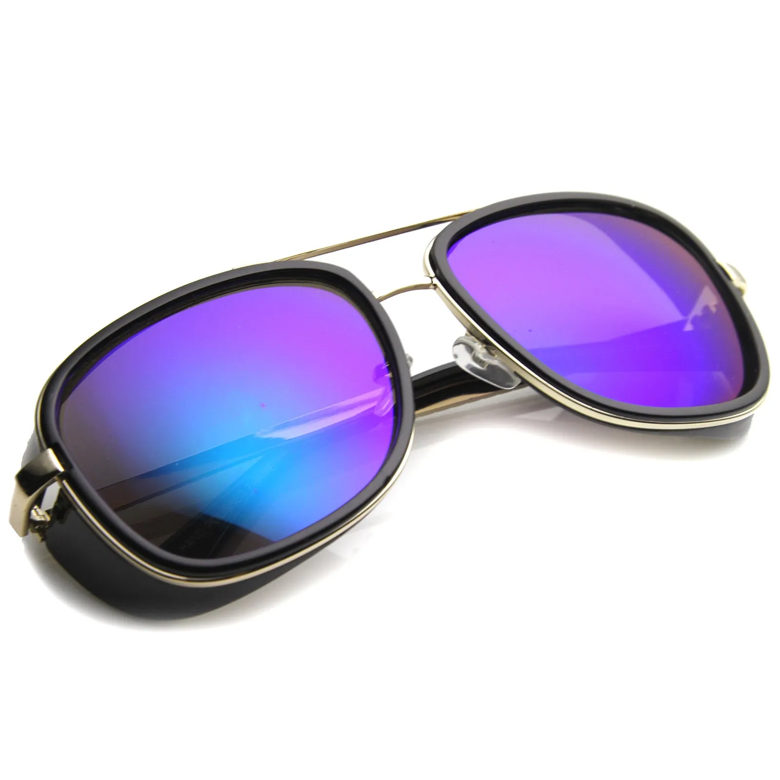 Square Side Cover Mirrored Lens Aviator Sunglasses 9896 sold by ZeroUV product image thumbnail 4