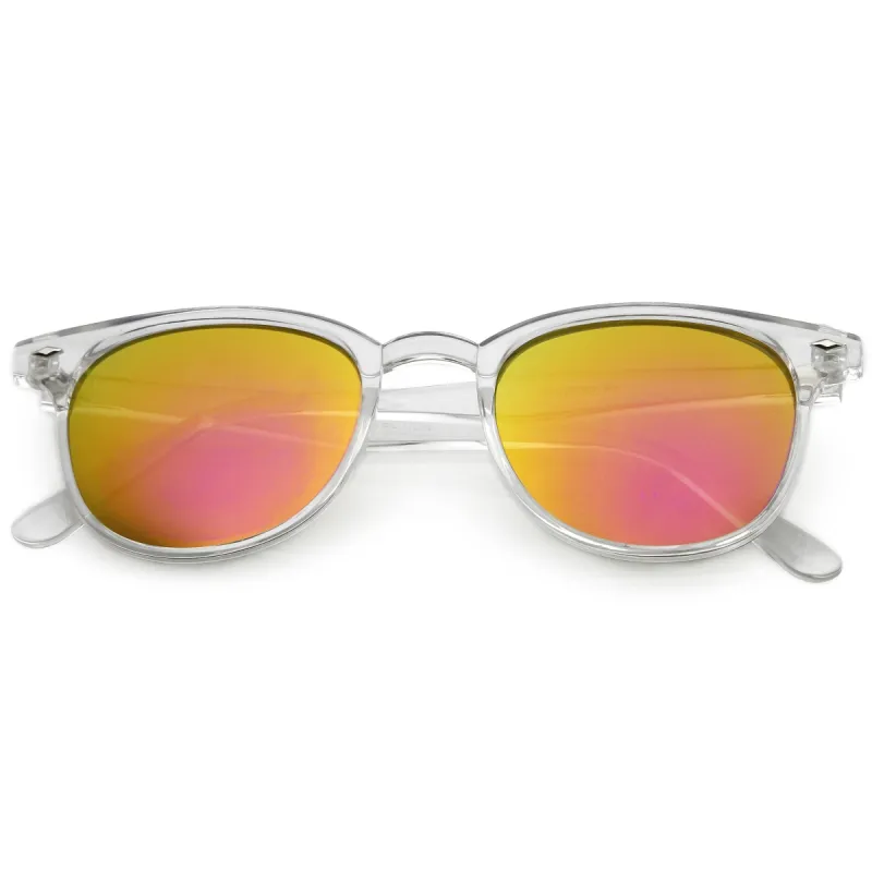 Retro Horned Rim P3 Rounded Mirrored Lens Sunglasses C561 sold by ZeroUV