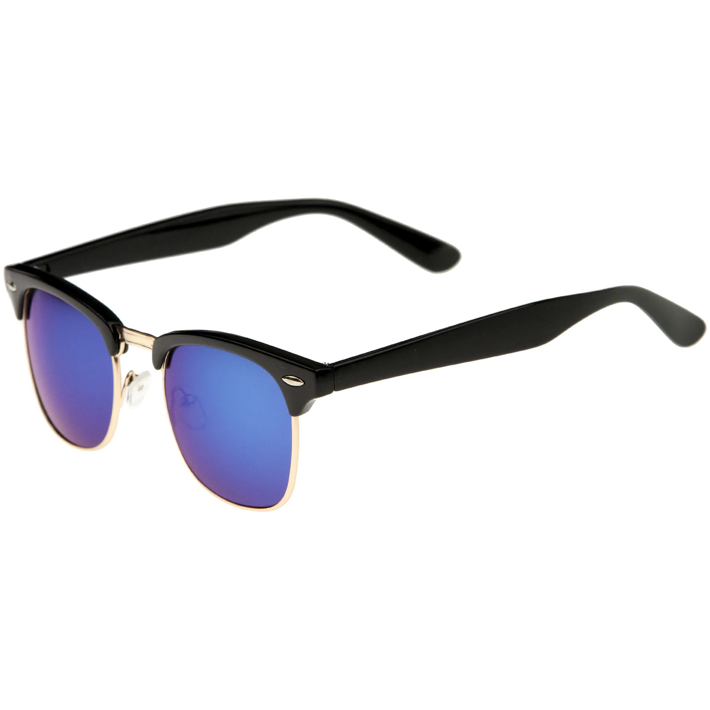 Classic Square Colored Mirrored Lens Horn Rimmed Sunglasses C772 sold by ZeroUV product image thumbnail 5
