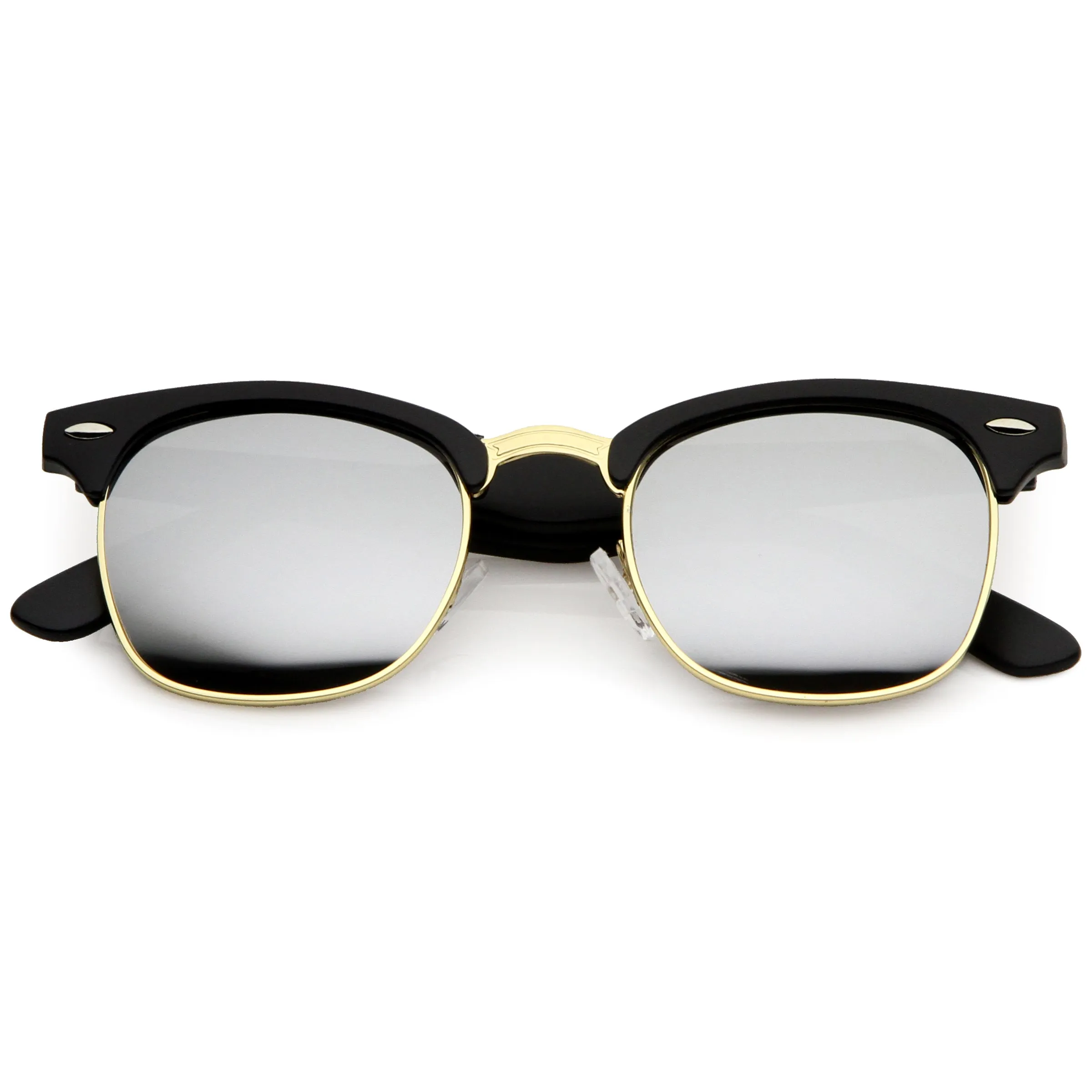 Classic Square Colored Mirrored Lens Horn Rimmed Sunglasses C772 sold by ZeroUV