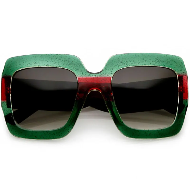 Women's Oversize Designer Dual Tone Square Sunglasses C526 sold by ZeroUV