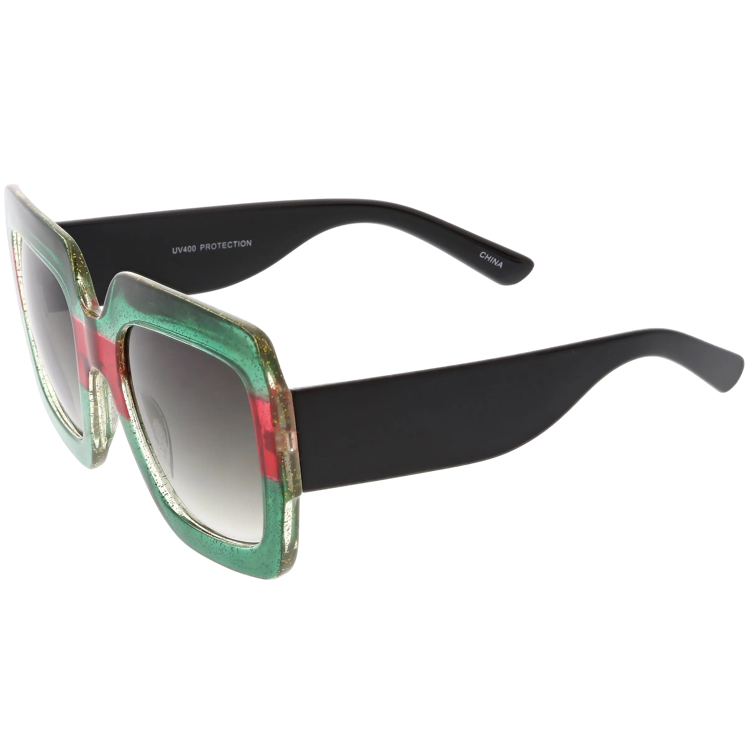 Women's Oversize Designer Dual Tone Square Sunglasses C526 sold by ZeroUV product image thumbnail 3